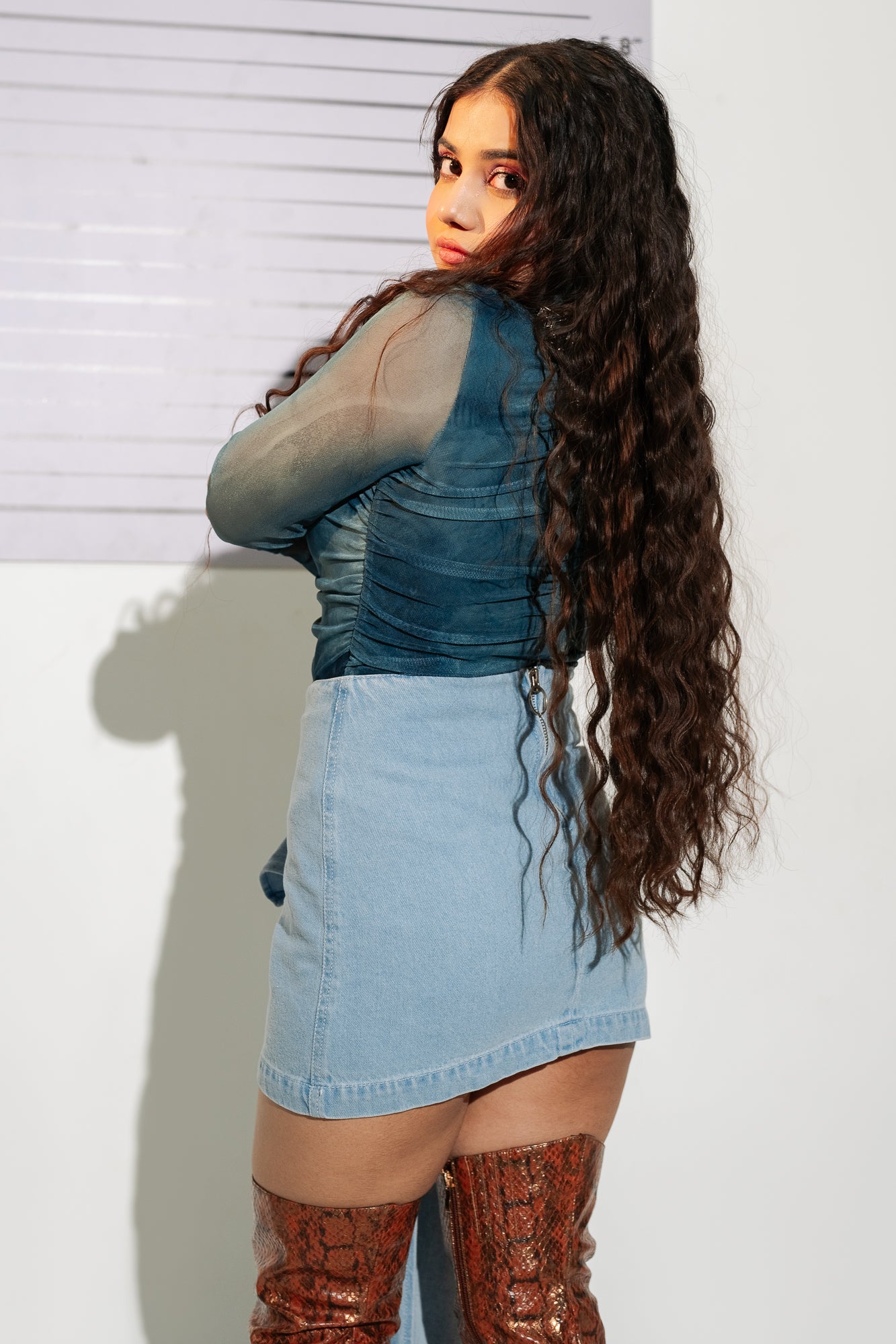 Rosy Denim Skirt