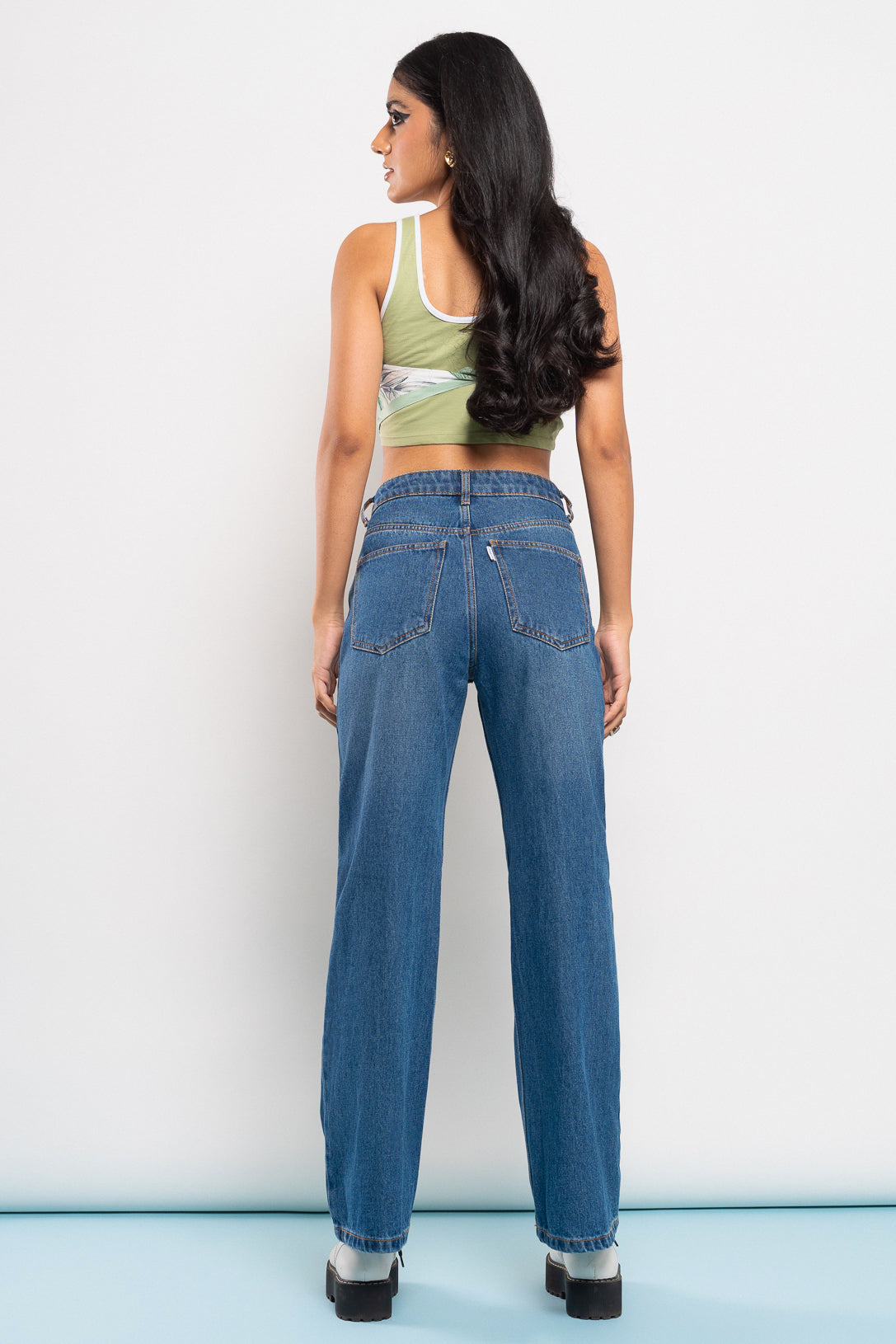 Blue Ripped Women's Wide Jeans