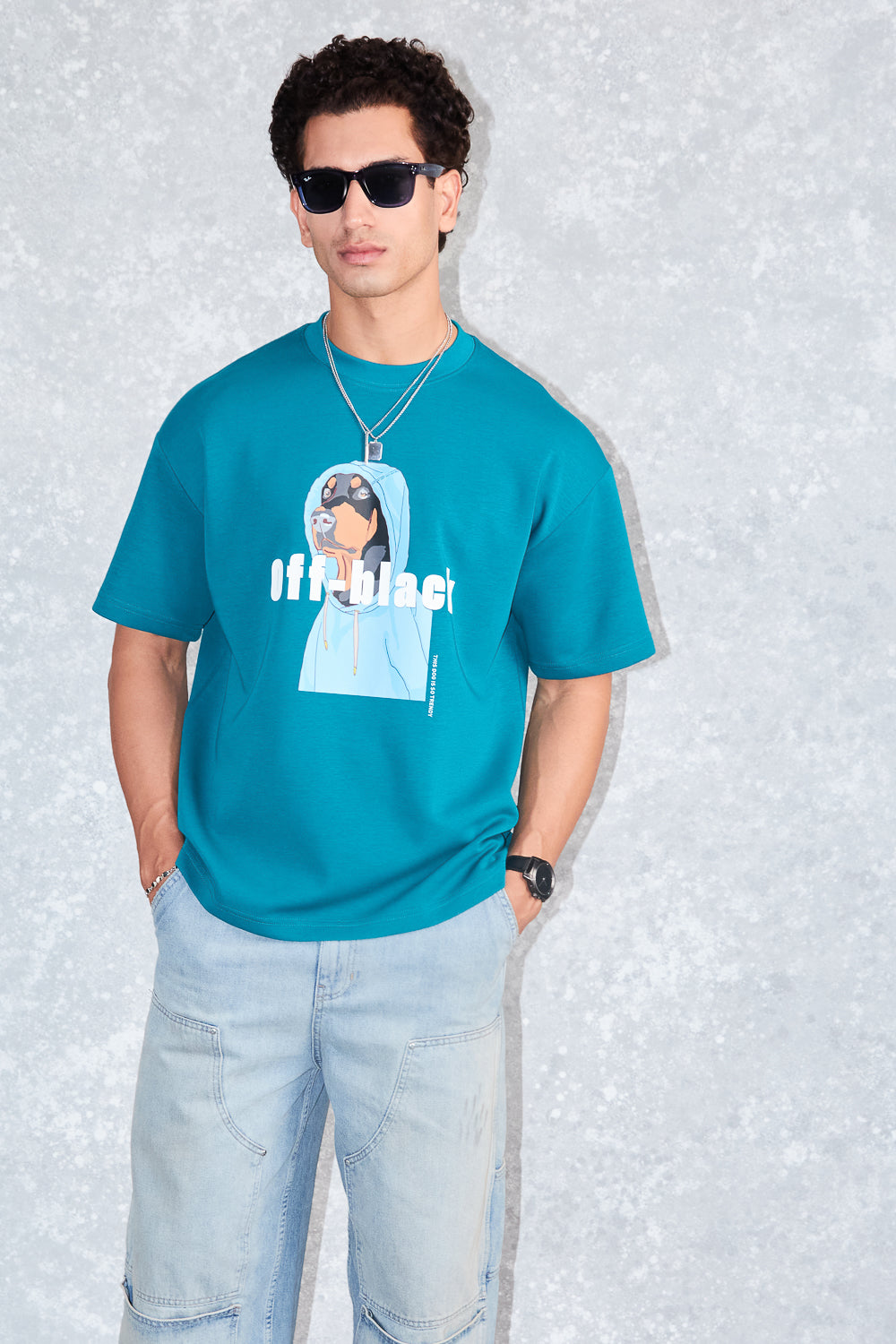 Men's Teal Off black T-shirt