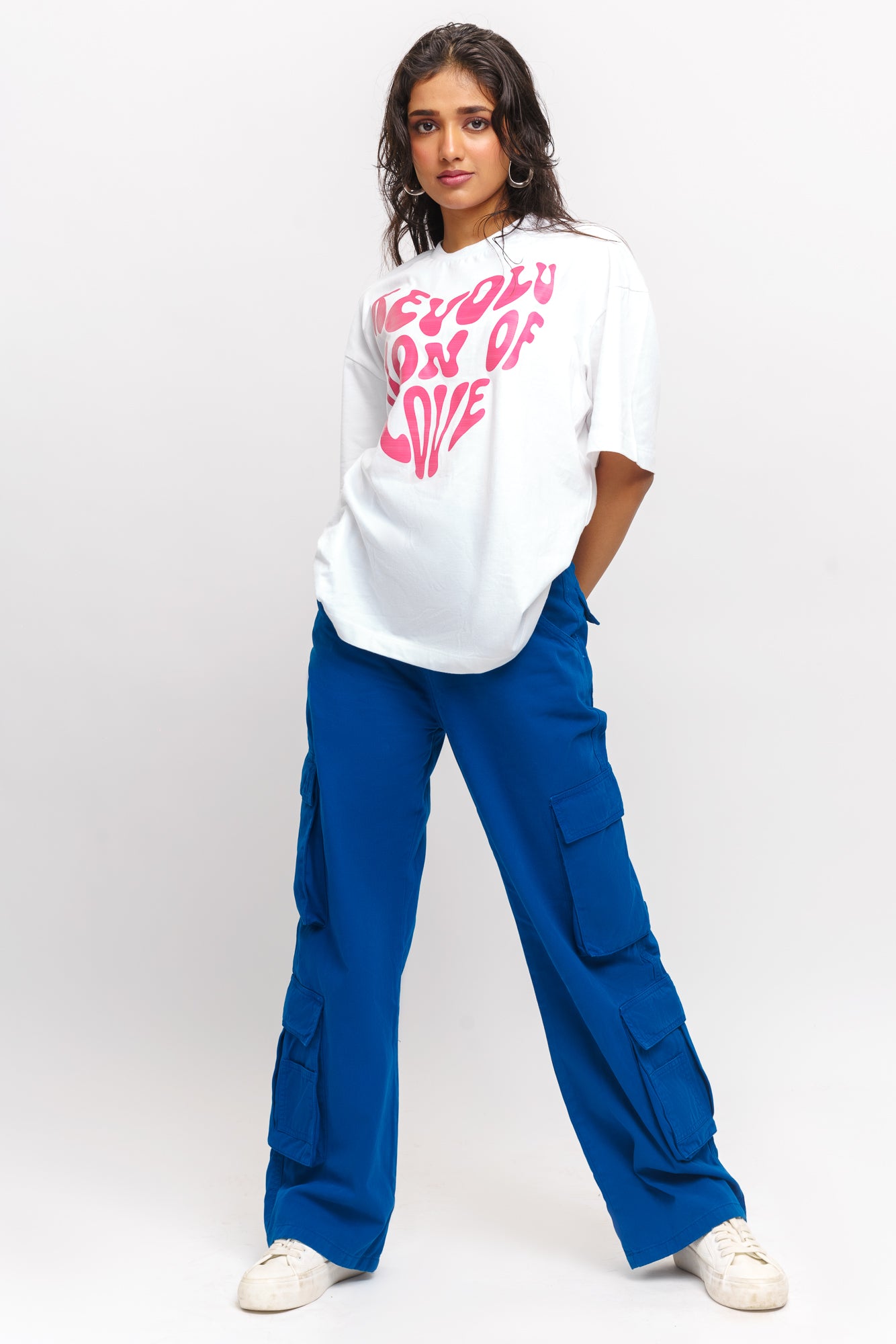 Bright Blue Women's Baggy Straight Cargo Pants