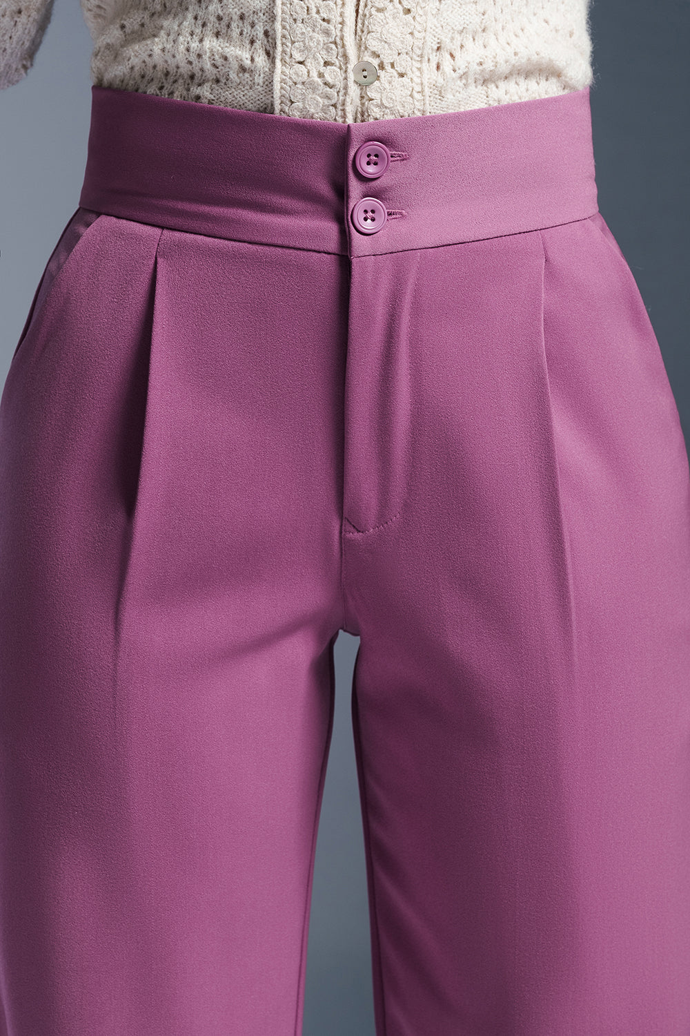 Rose Rush Pleated Double Button Korean Pants