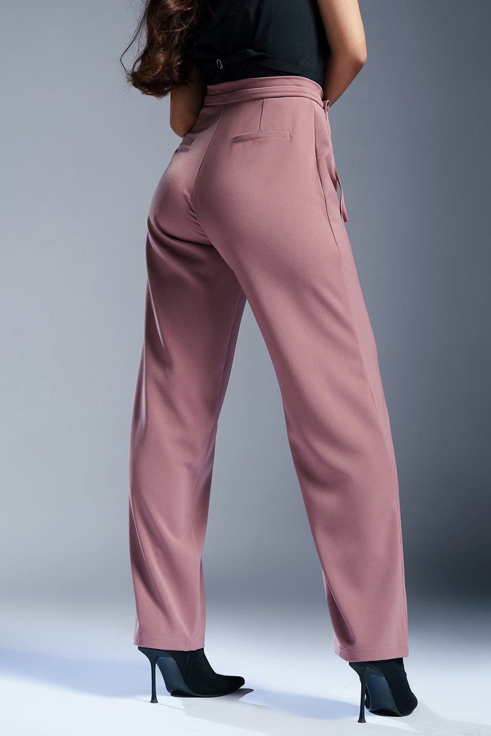 Rustic Pink Tie-Up Korean Pants