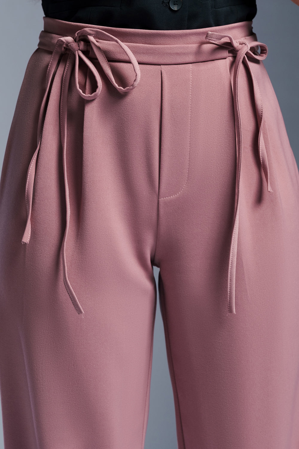 Rustic Pink Tie-Up Korean Pants