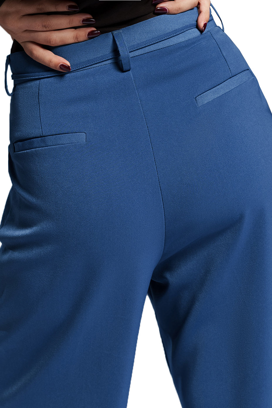 Regal Blue Tie Up Women's Wide Korean Pants