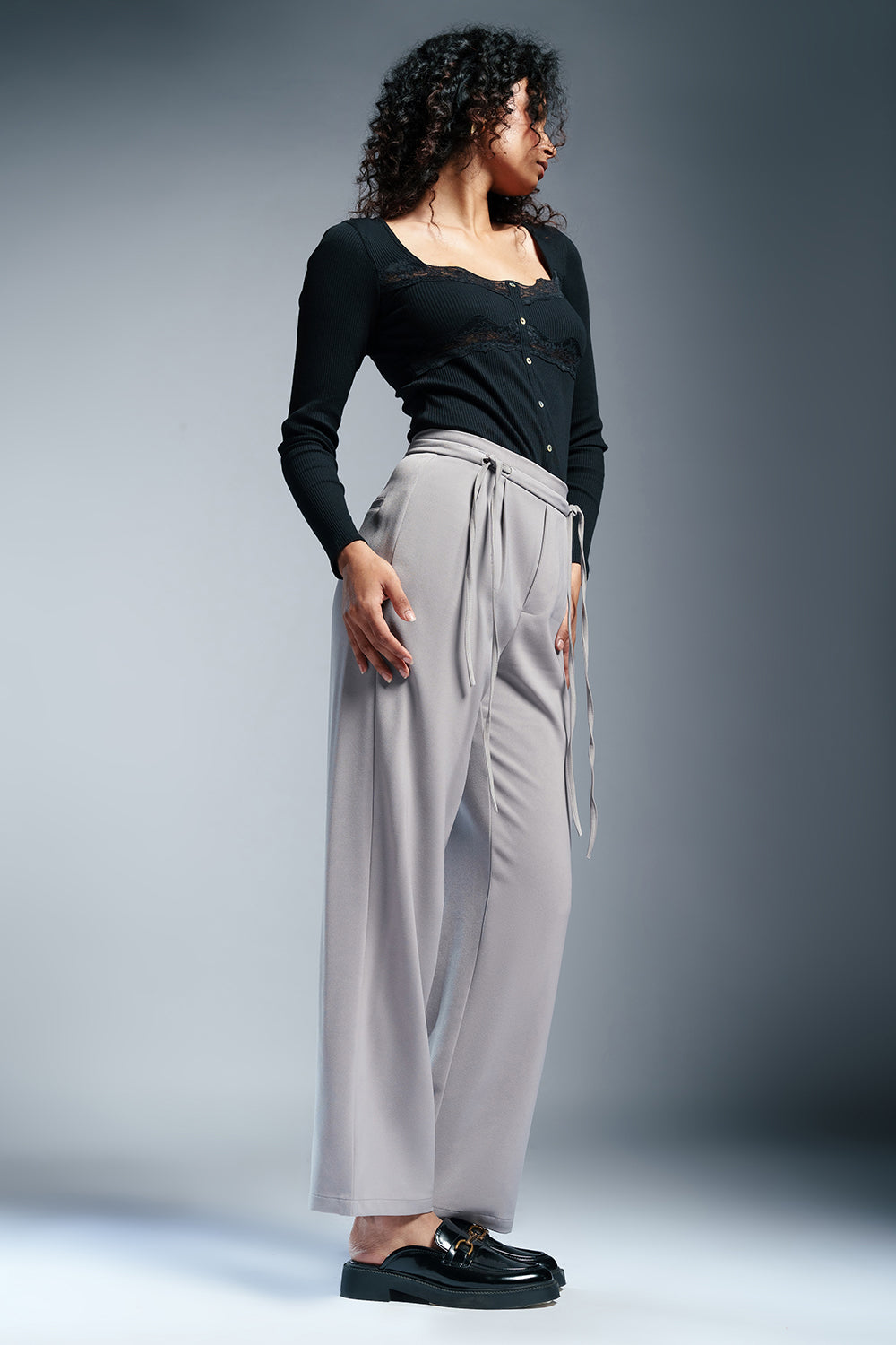 Urban Grey Tie-Up Korean Pants