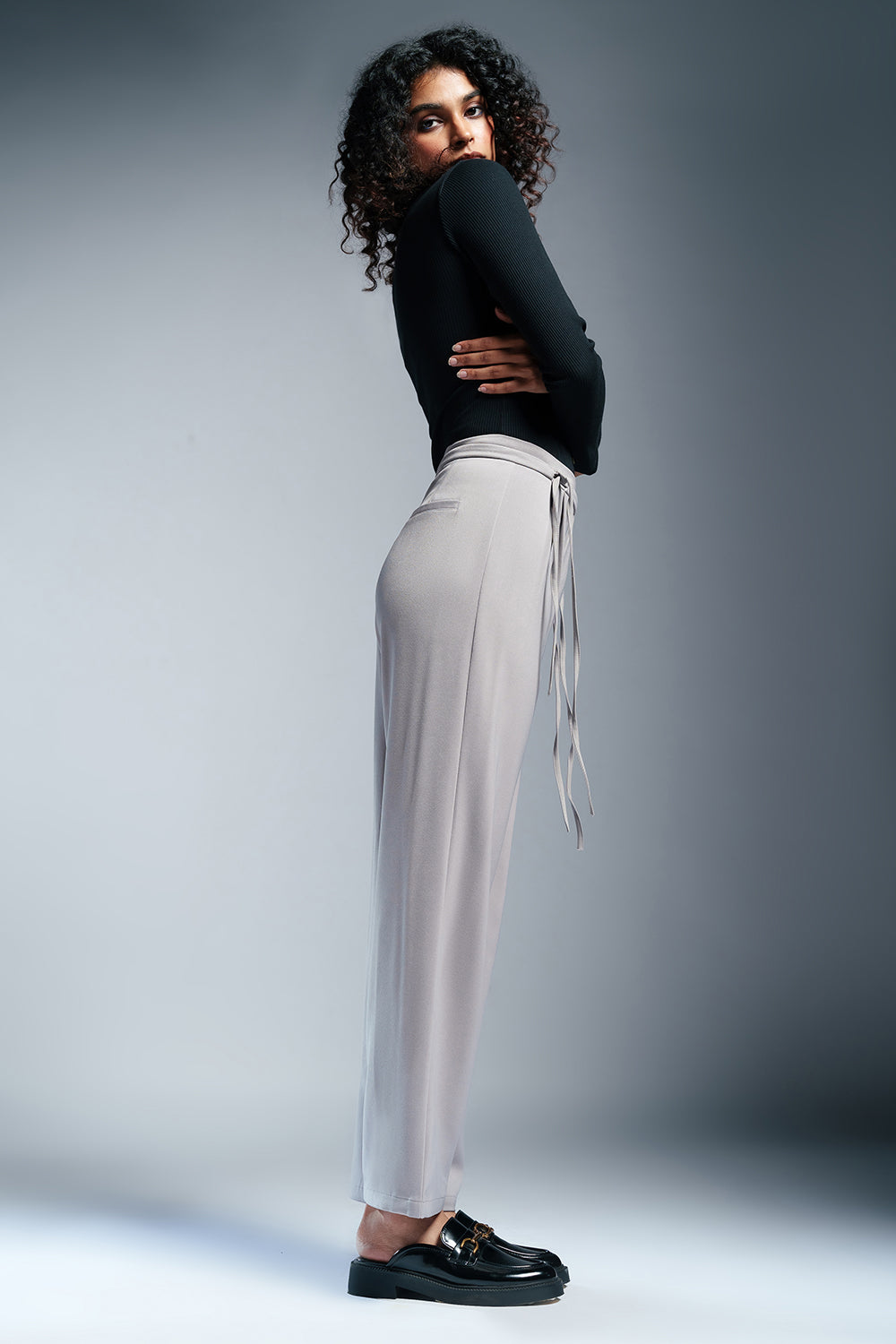 Urban Grey Tie-Up Korean Pants