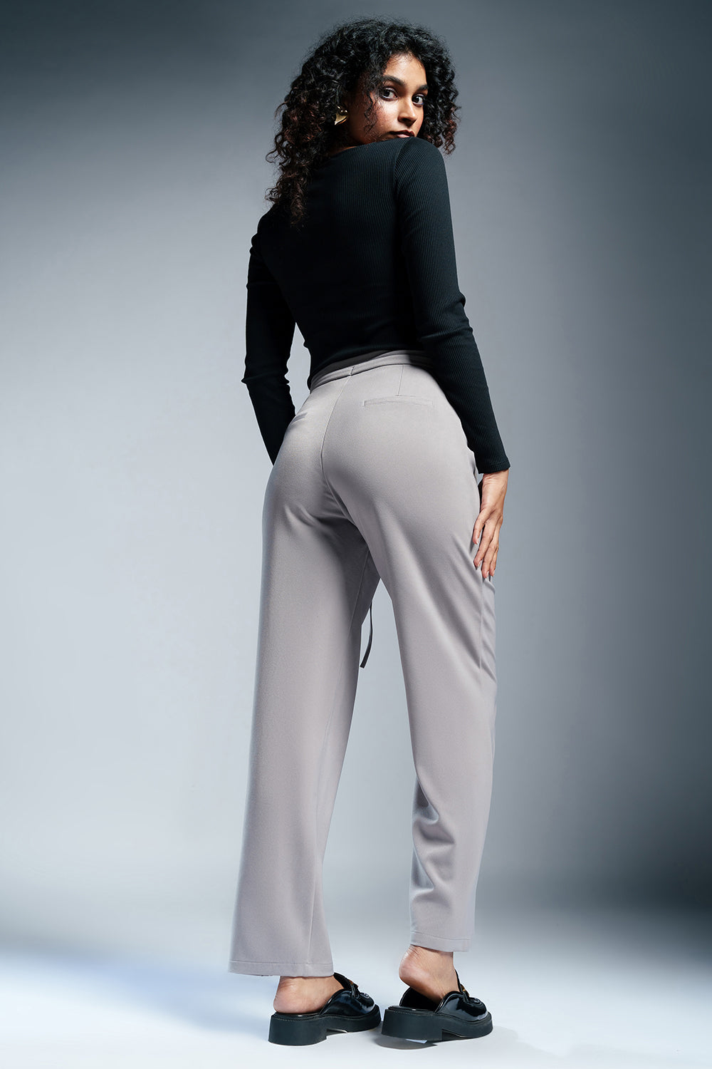 Urban Grey Tie-Up Korean Pants