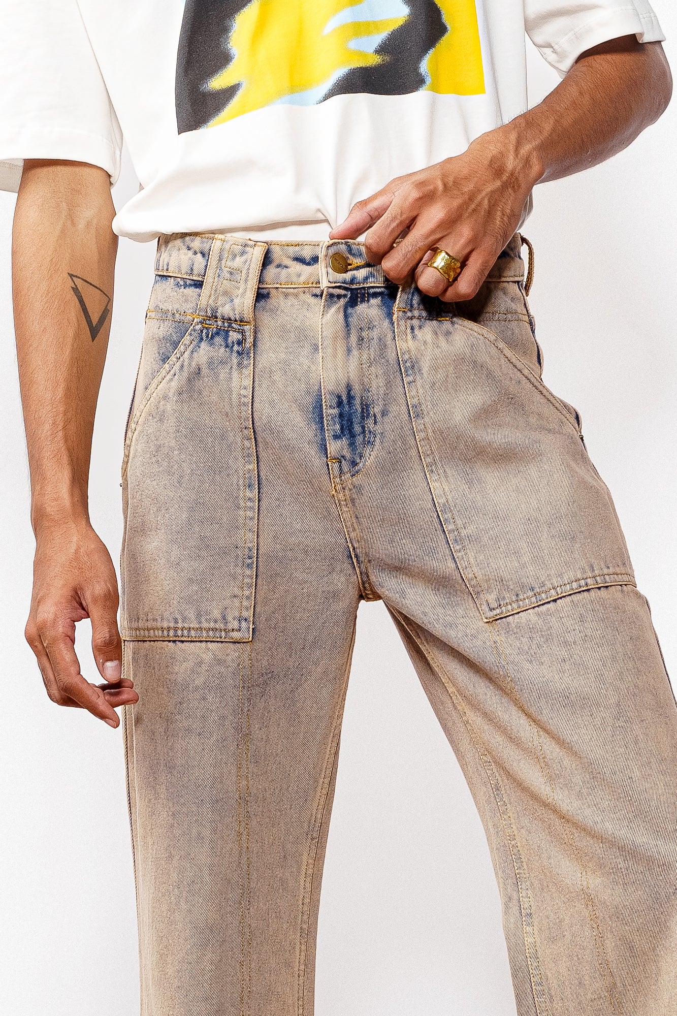 Wide Men's Coated Jeans
