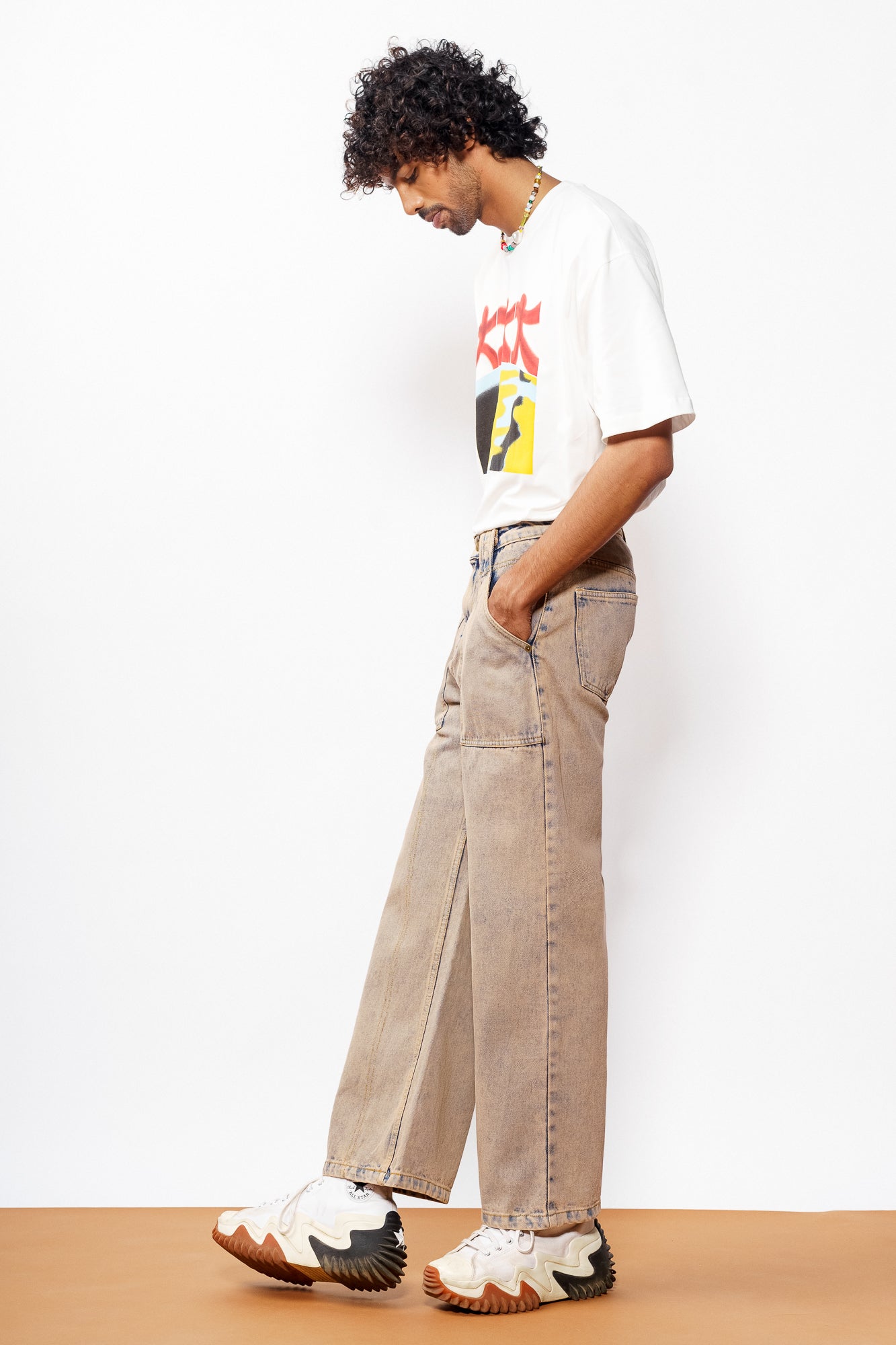 Wide Men's Coated Jeans