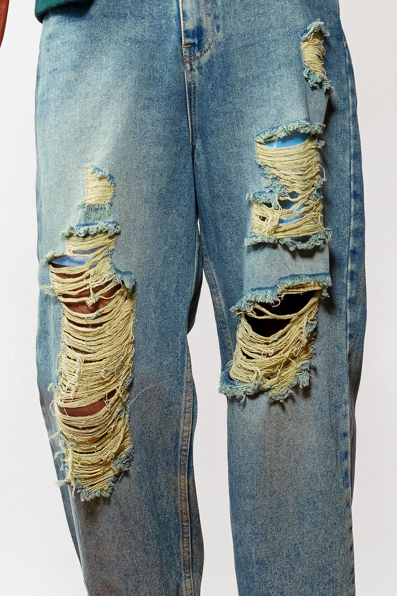 Blue Ripped Men's Slouchy Jeans
