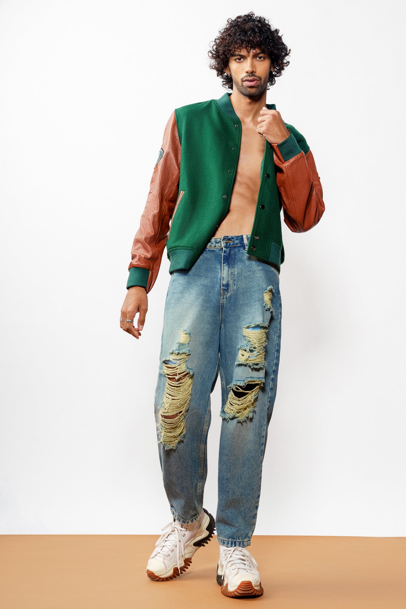 Blue Ripped Men's Slouchy Jeans
