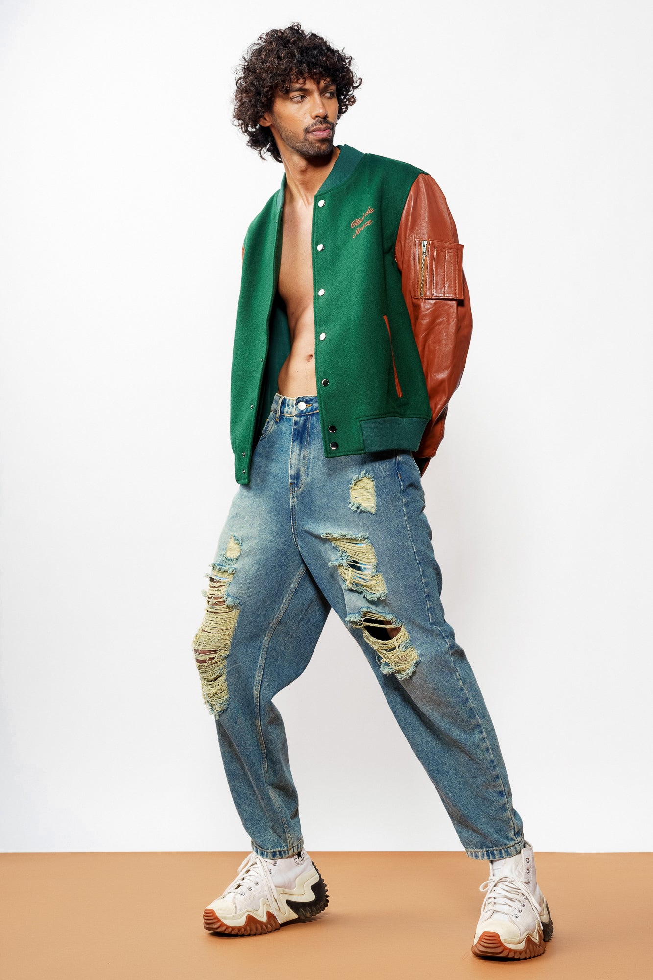 Blue Ripped Men's Slouchy Jeans