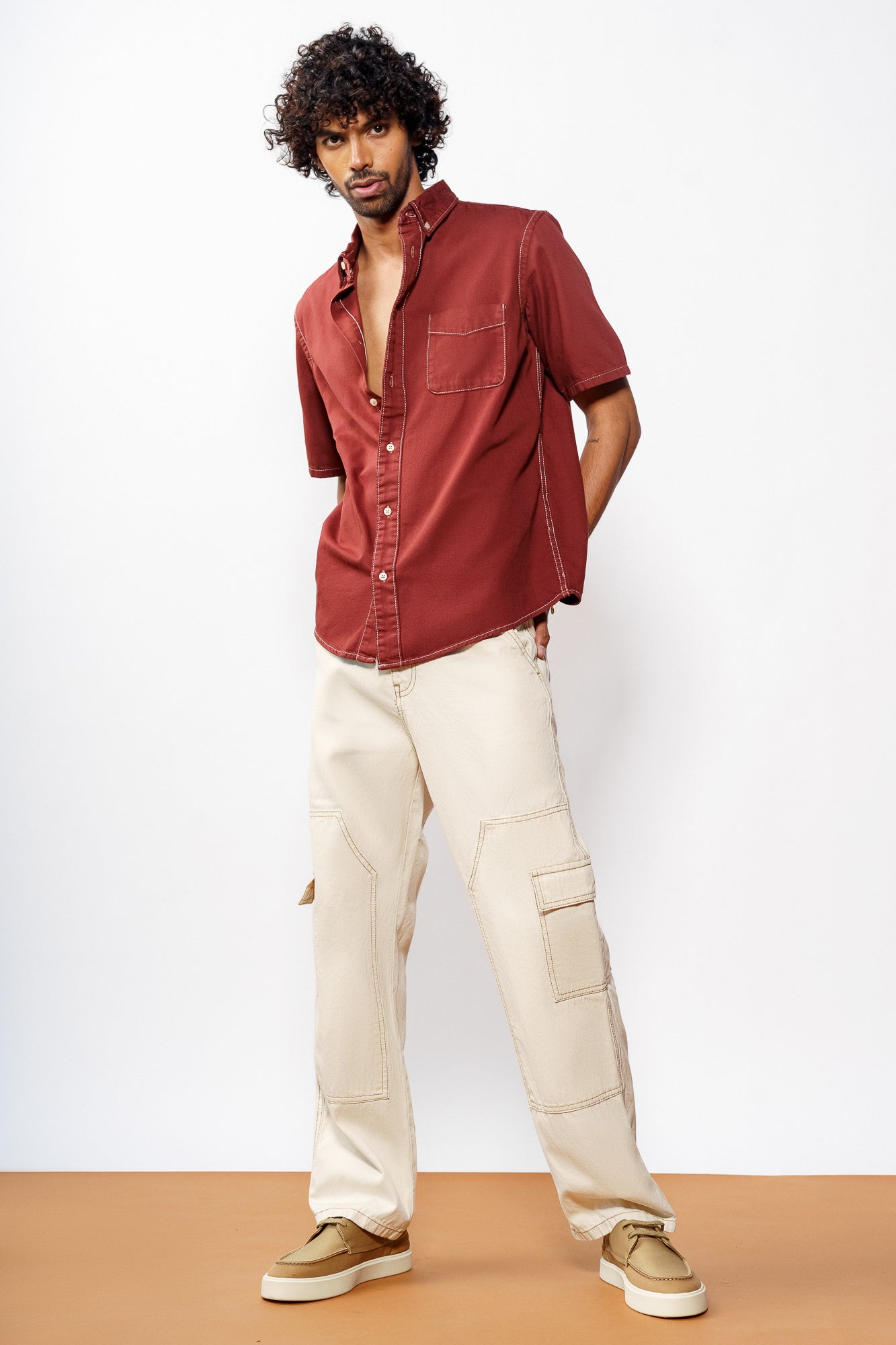 Ecru Men's Straight Cargo Jeans