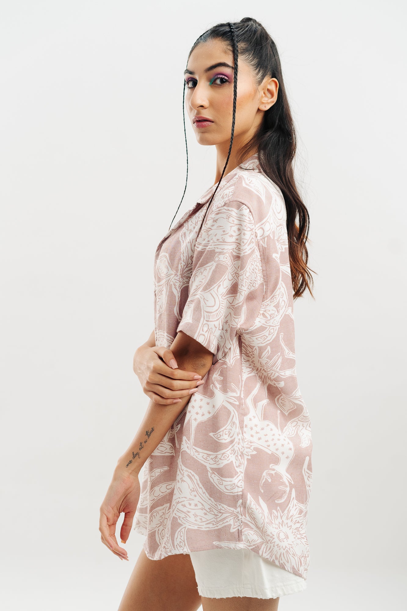 Beige Abstract Print Shirt