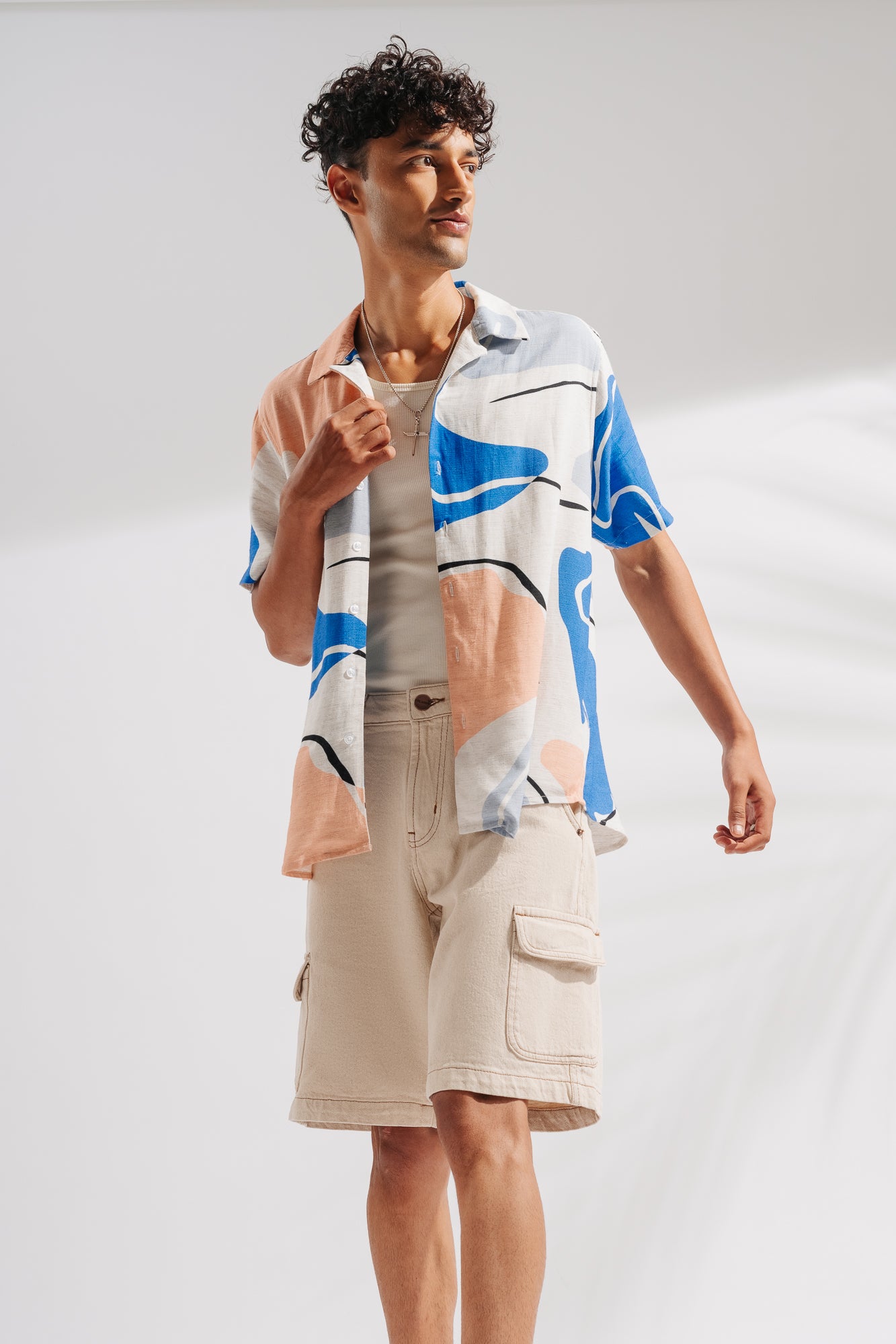 Men's Ecru Cargo Shorts