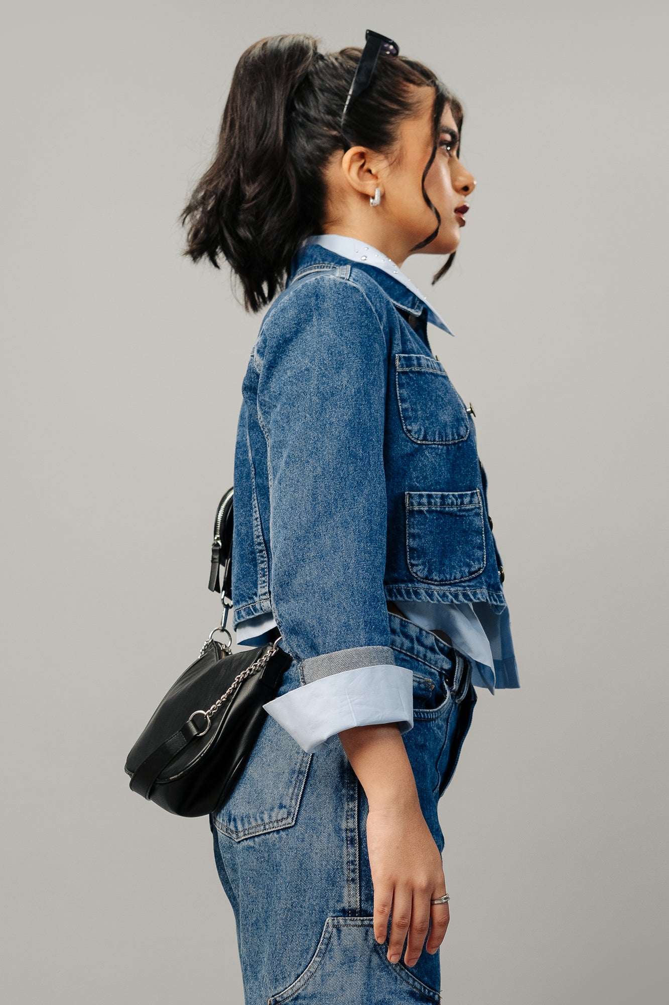 MULTI POCKET INDIGO SHACKET
