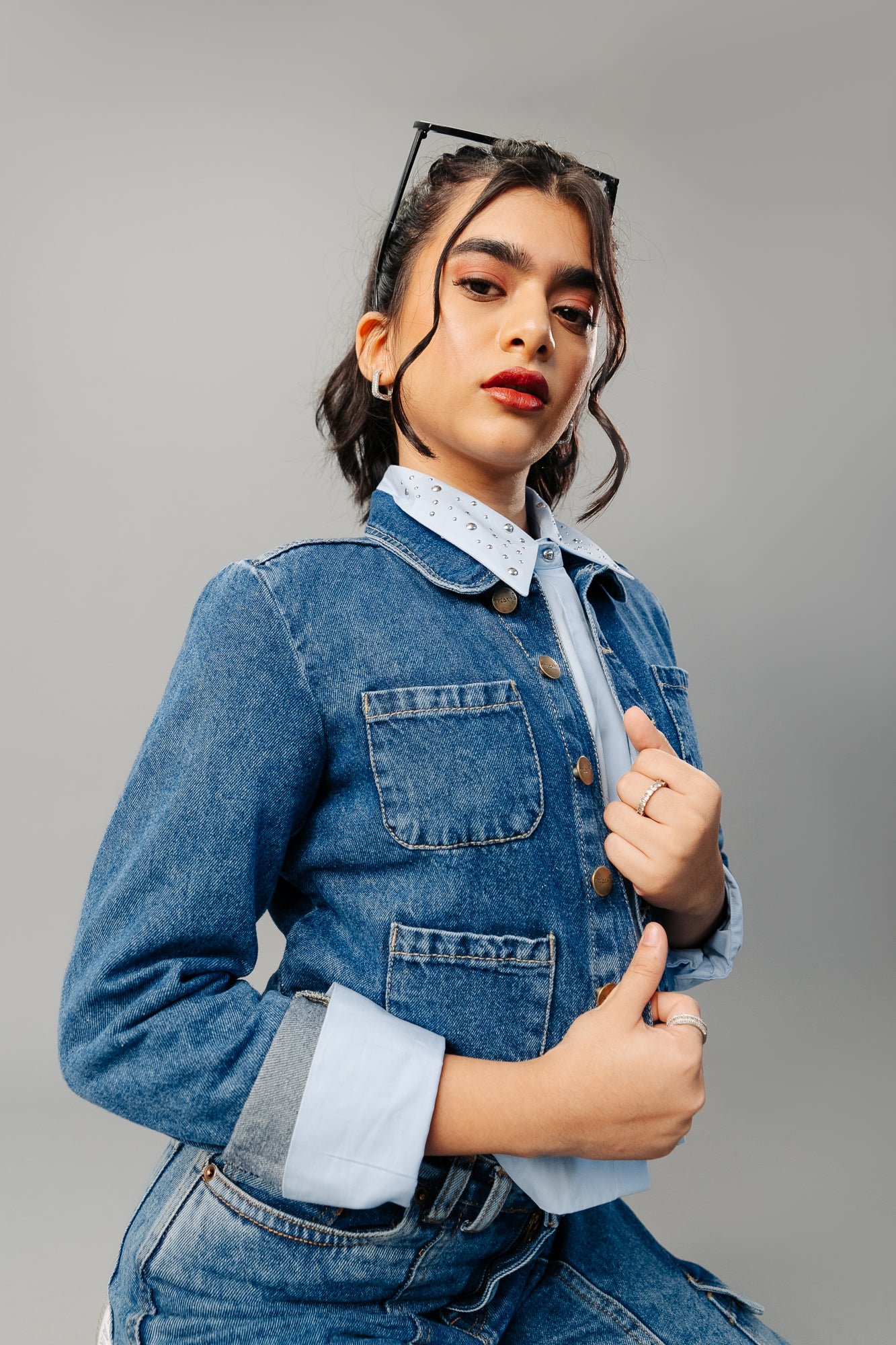 MULTI POCKET INDIGO SHACKET