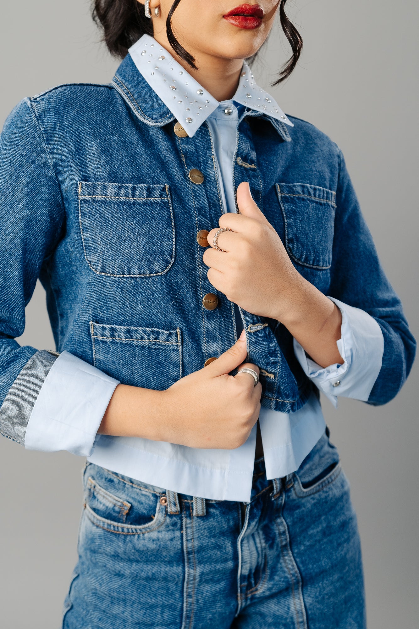 MULTI POCKET INDIGO SHACKET