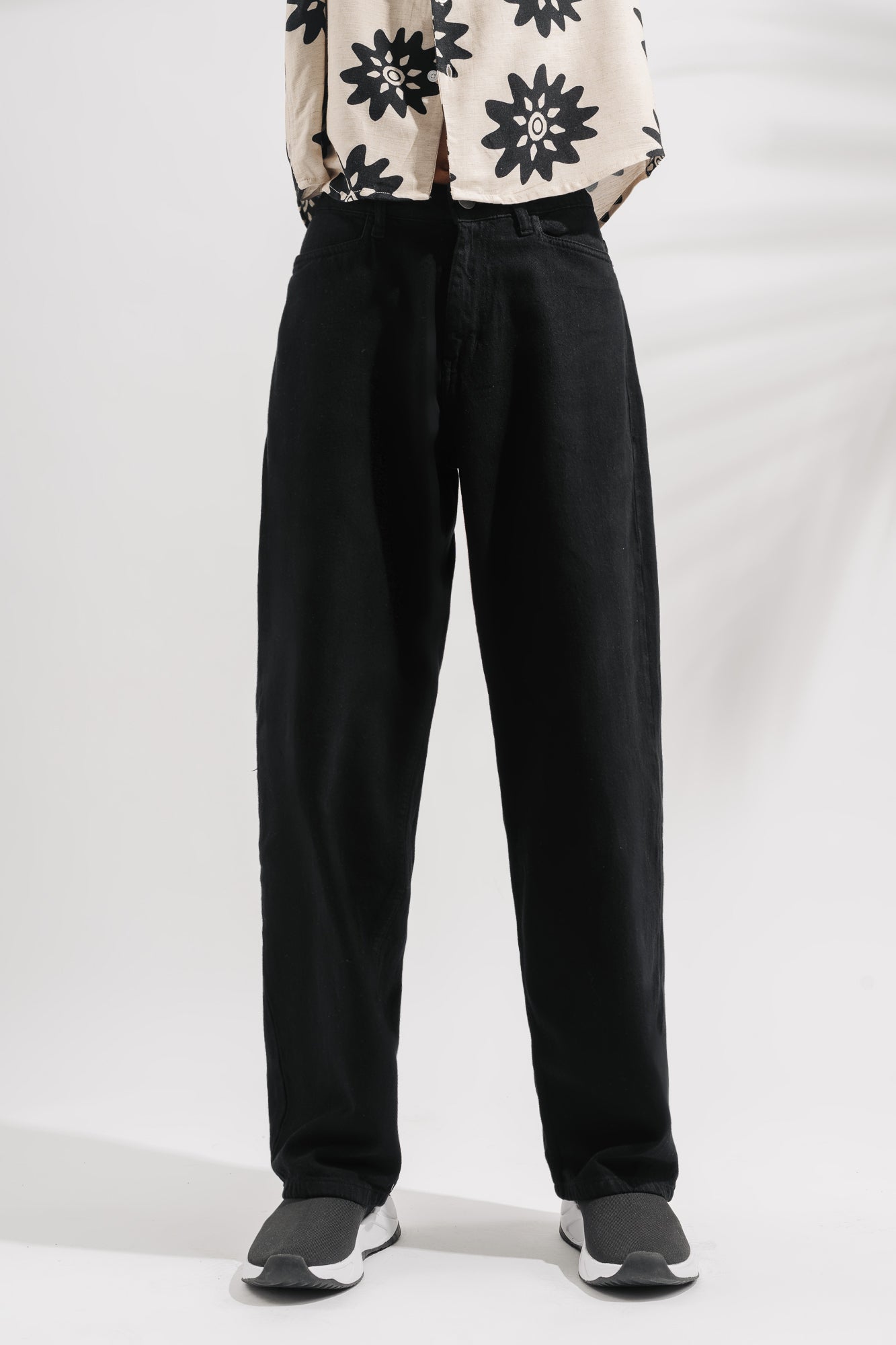 Black Men's Baggy Straight Jeans