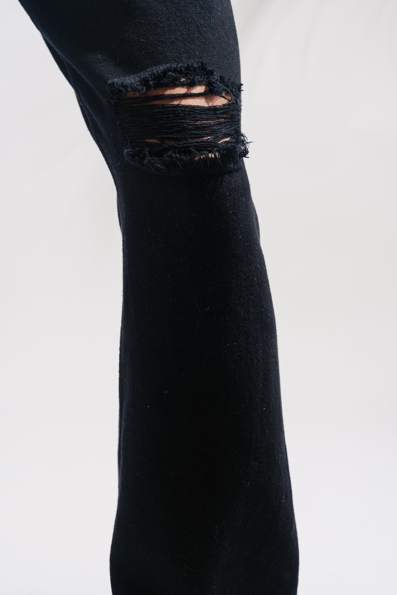 Black Distressed Men's Baggy Straight Jeans