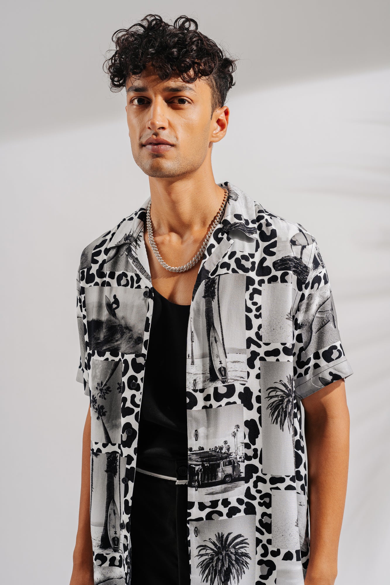 Surf Leopard Print Men's Viscose Shirt