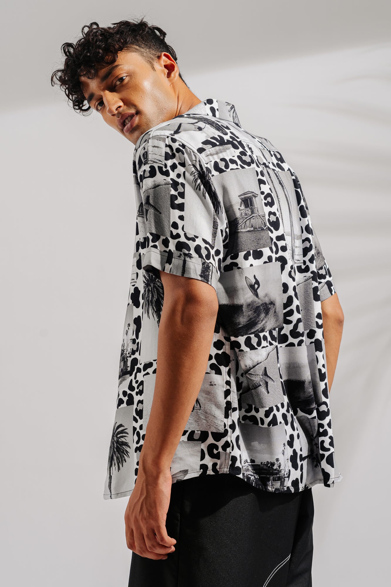 Surf Leopard Print Men's Viscose Shirt
