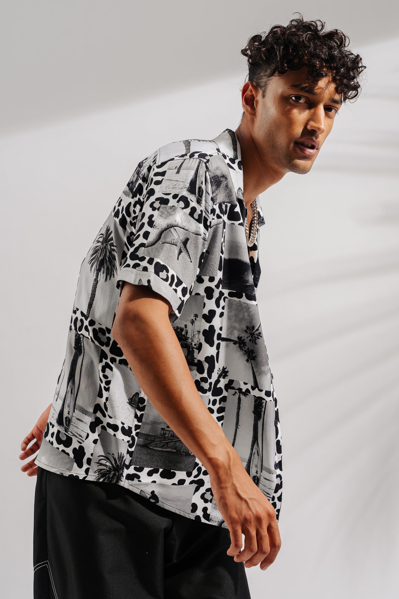 Surf Leopard Print Men's Viscose Shirt