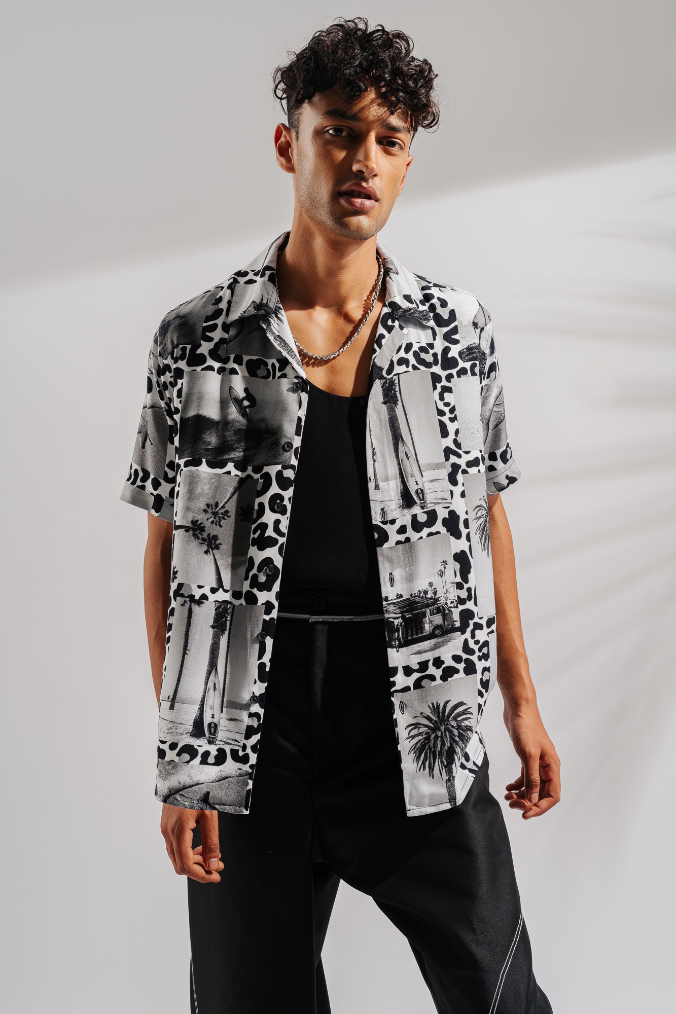 Surf Leopard Print Men's Viscose Shirt