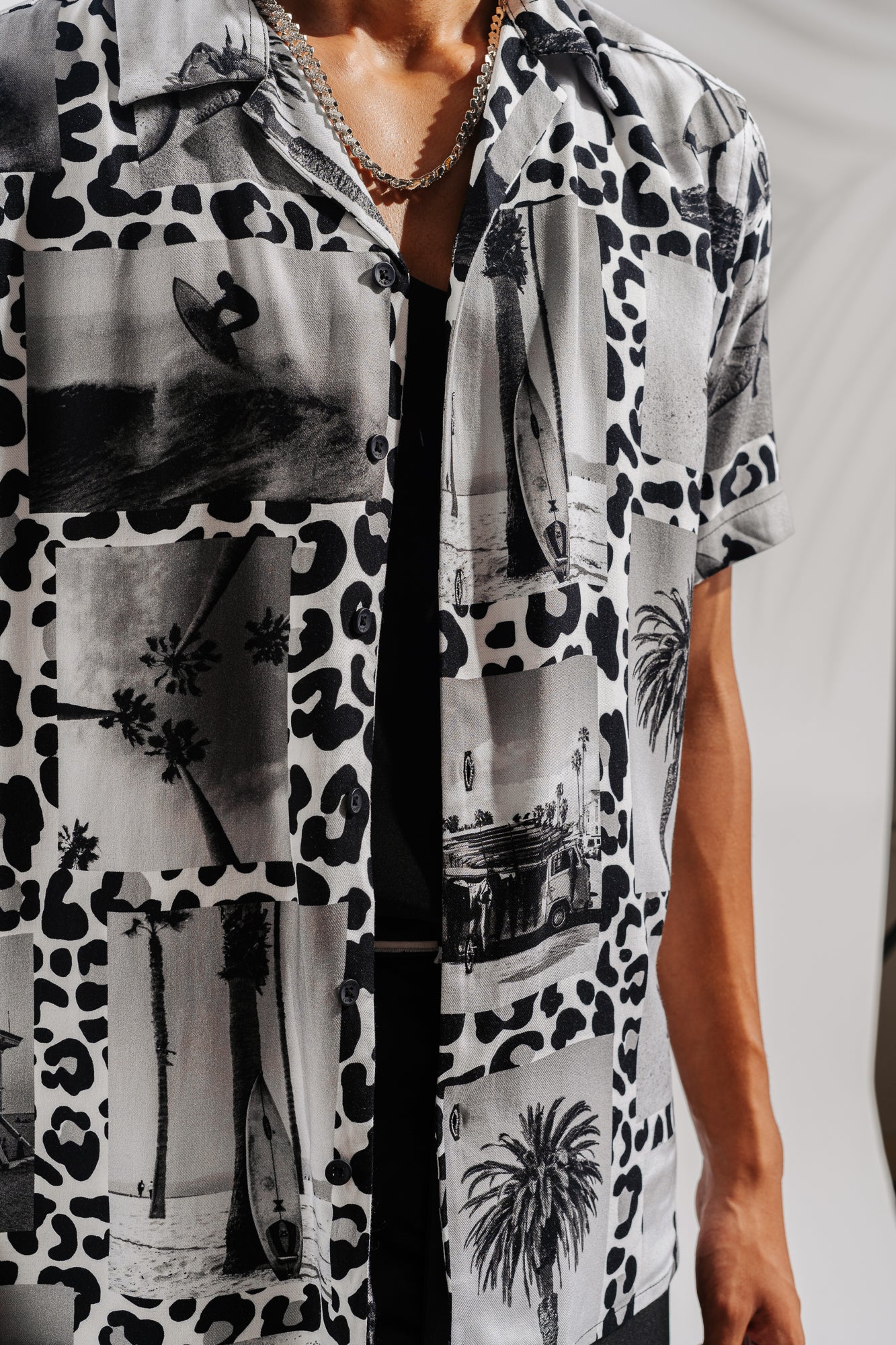 Surf Leopard Print Men's Viscose Shirt