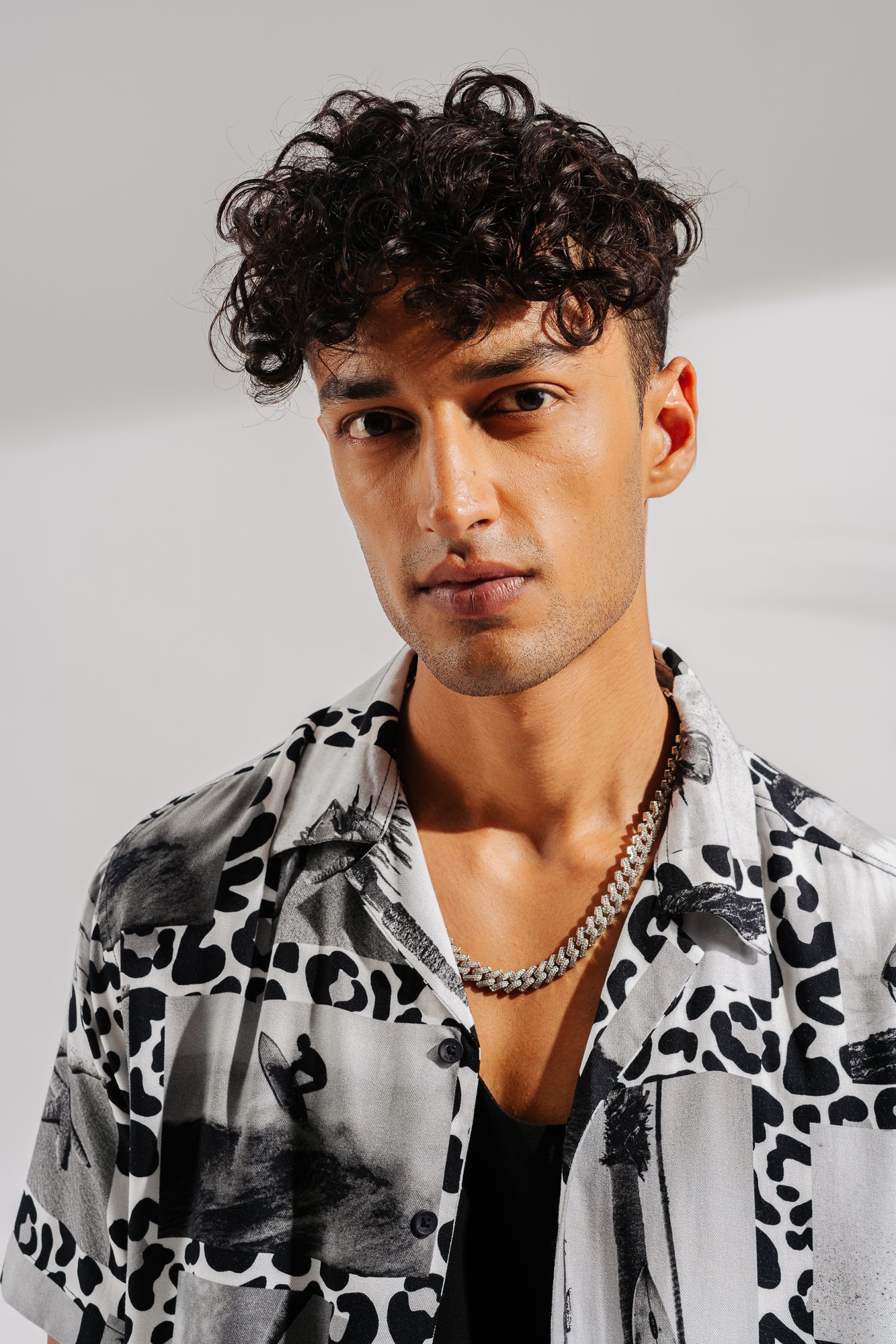 Surf Leopard Print Men's Viscose Shirt