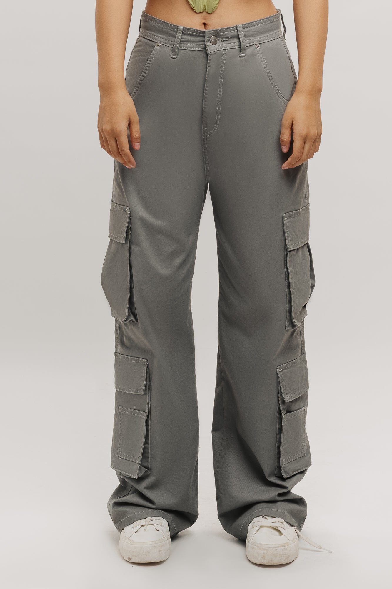 Cloud Dark Grey Women's Baggy Straight Cargo Pants