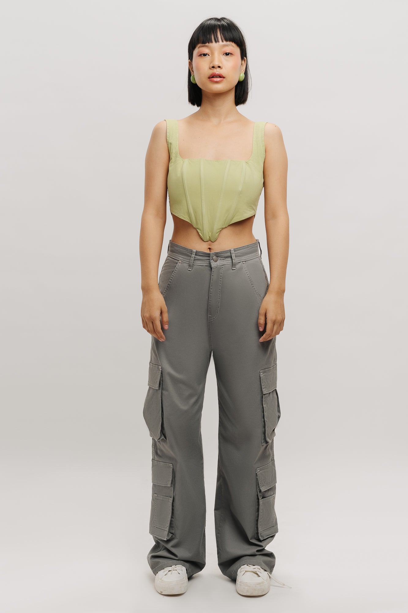 Cloud Dark Grey Women's Baggy Straight Cargo Pants