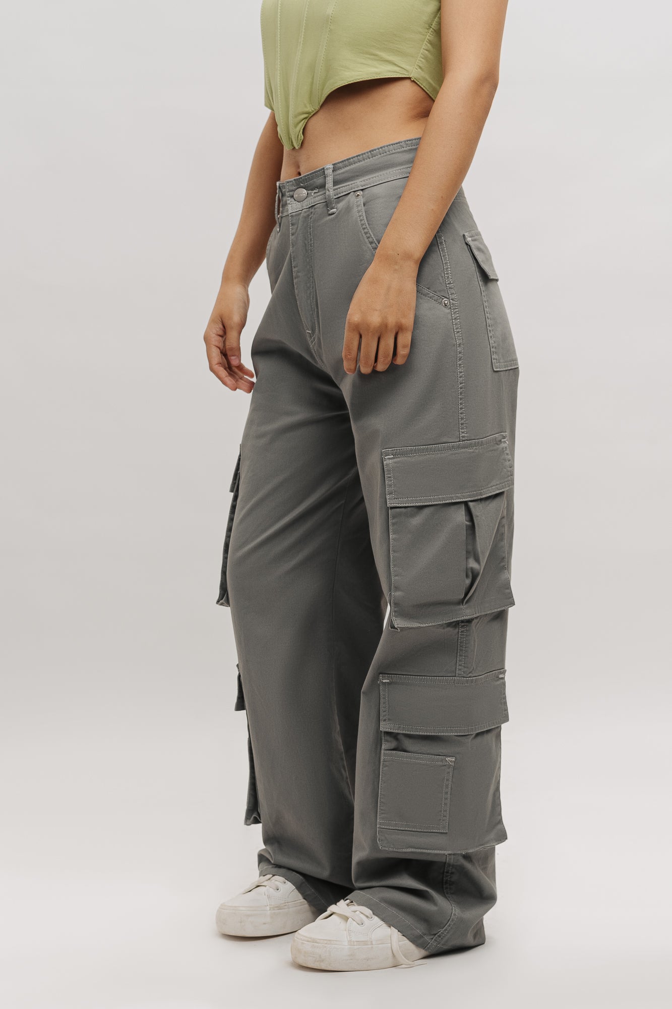 Cloud Dark Grey Women's Baggy Straight Cargo Pants