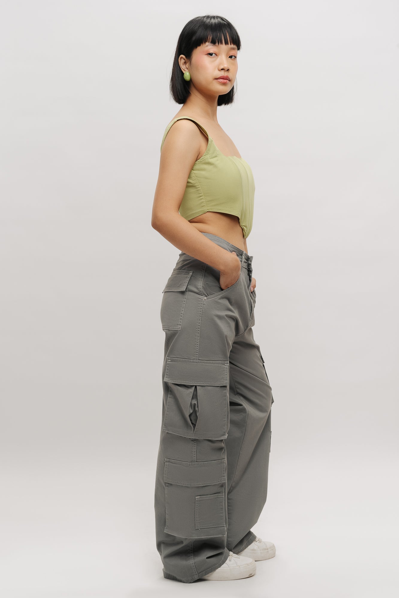 Cloud Dark Grey Women's Baggy Straight Cargo Pants