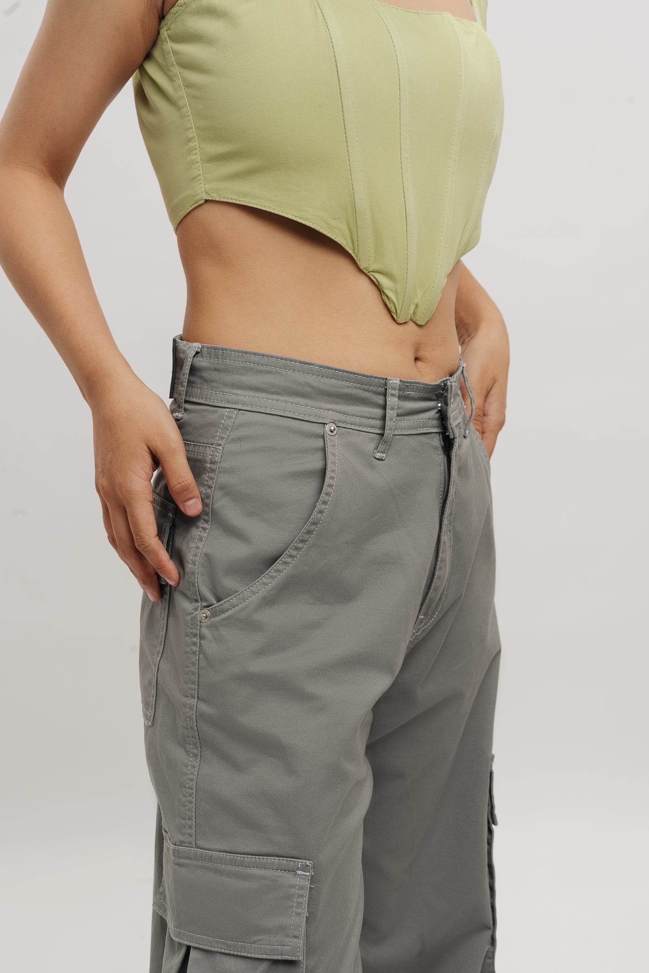 Cloud Dark Grey Women's Baggy Straight Cargo Pants