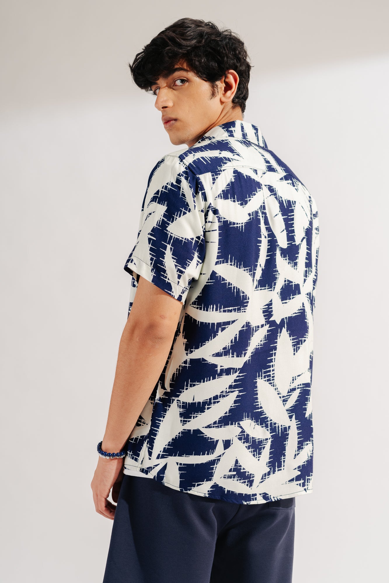 Men's White Floral Print Viscose Shirt