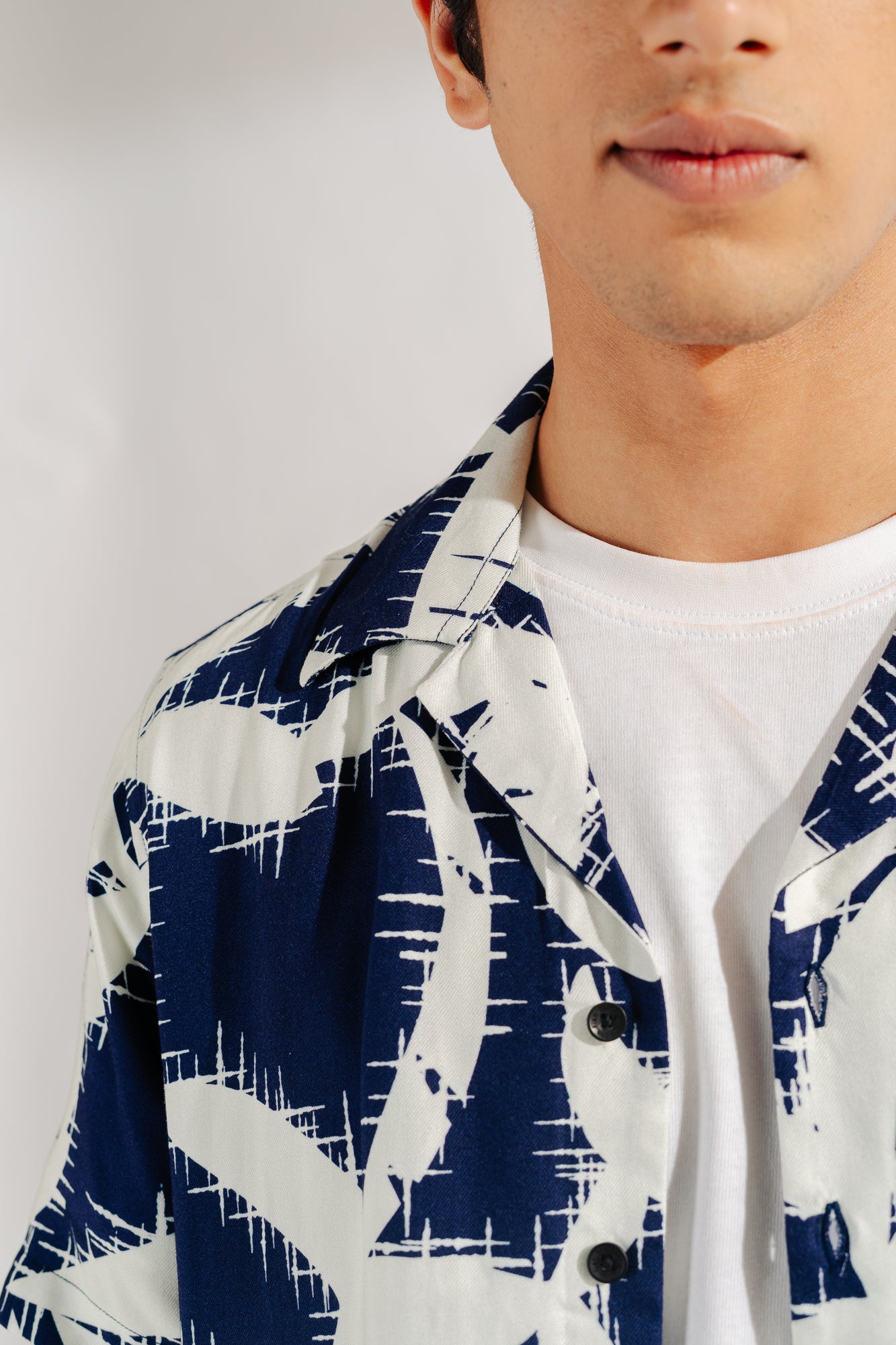 Men's White Floral Print Viscose Shirt