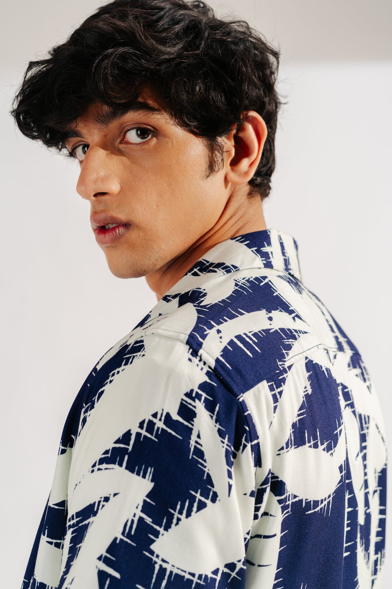 Men's White Floral Print Viscose Shirt