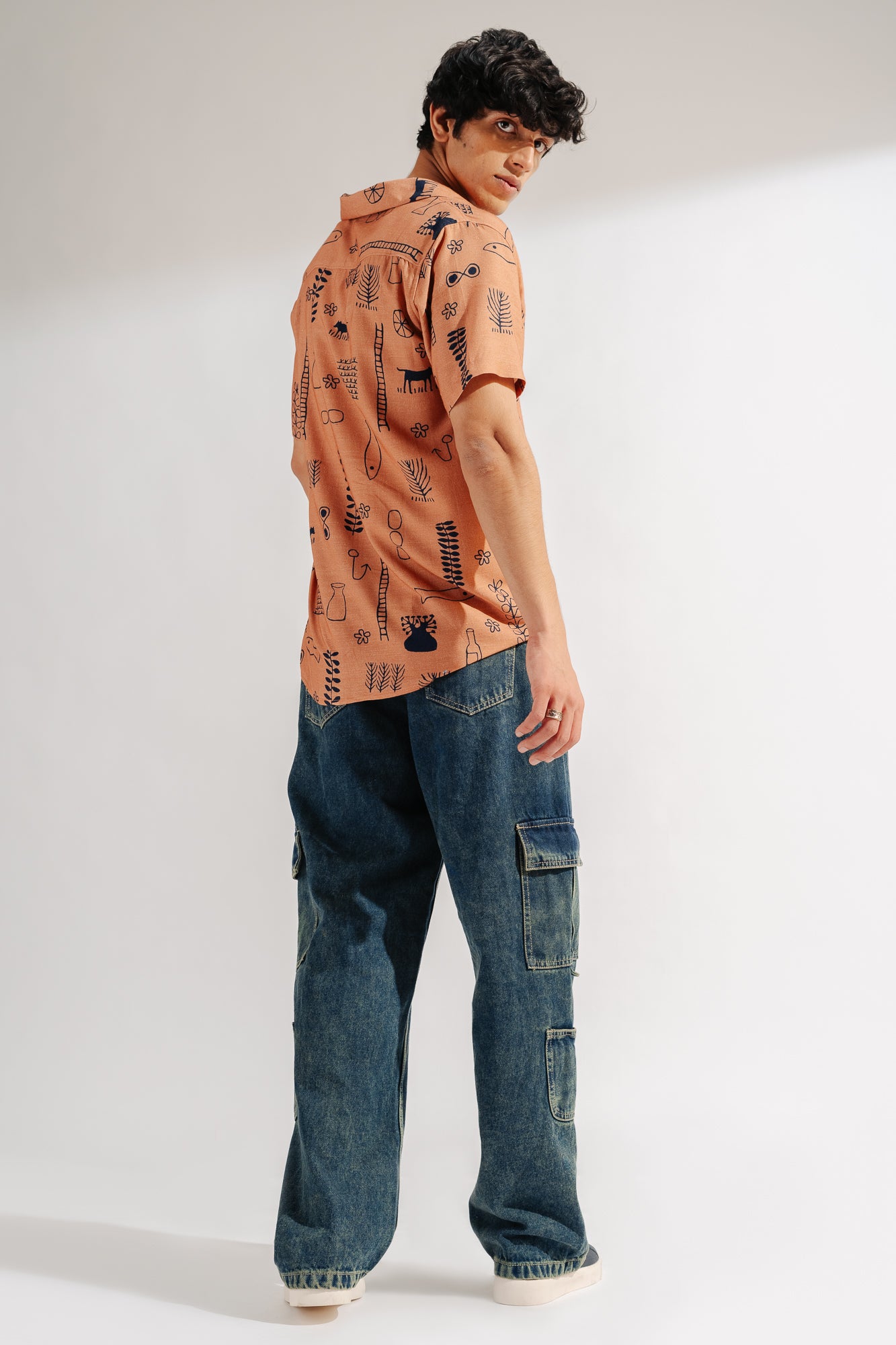 Blue Side Pocket Men's Baggy Straight Cargo Jeans