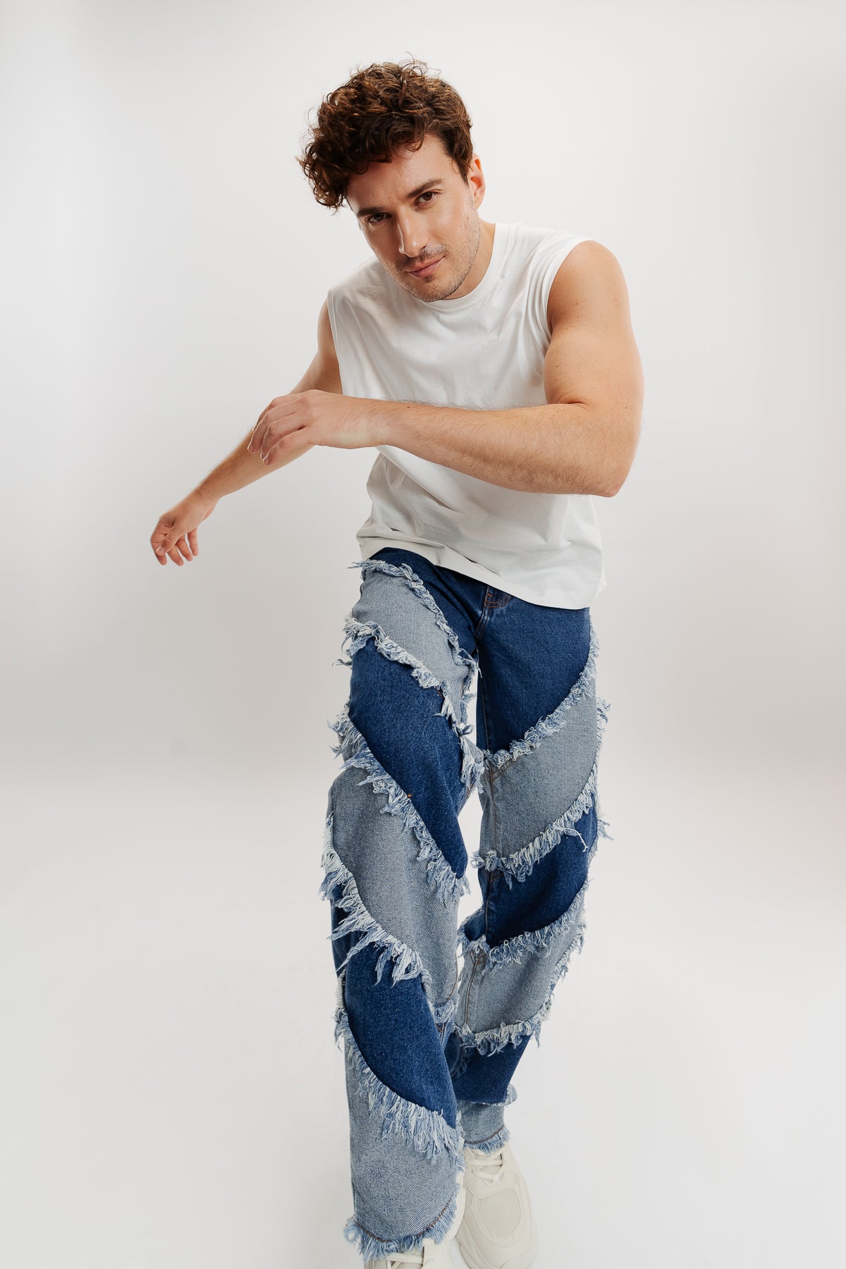 Men's Peeled Blue Straight Jeans