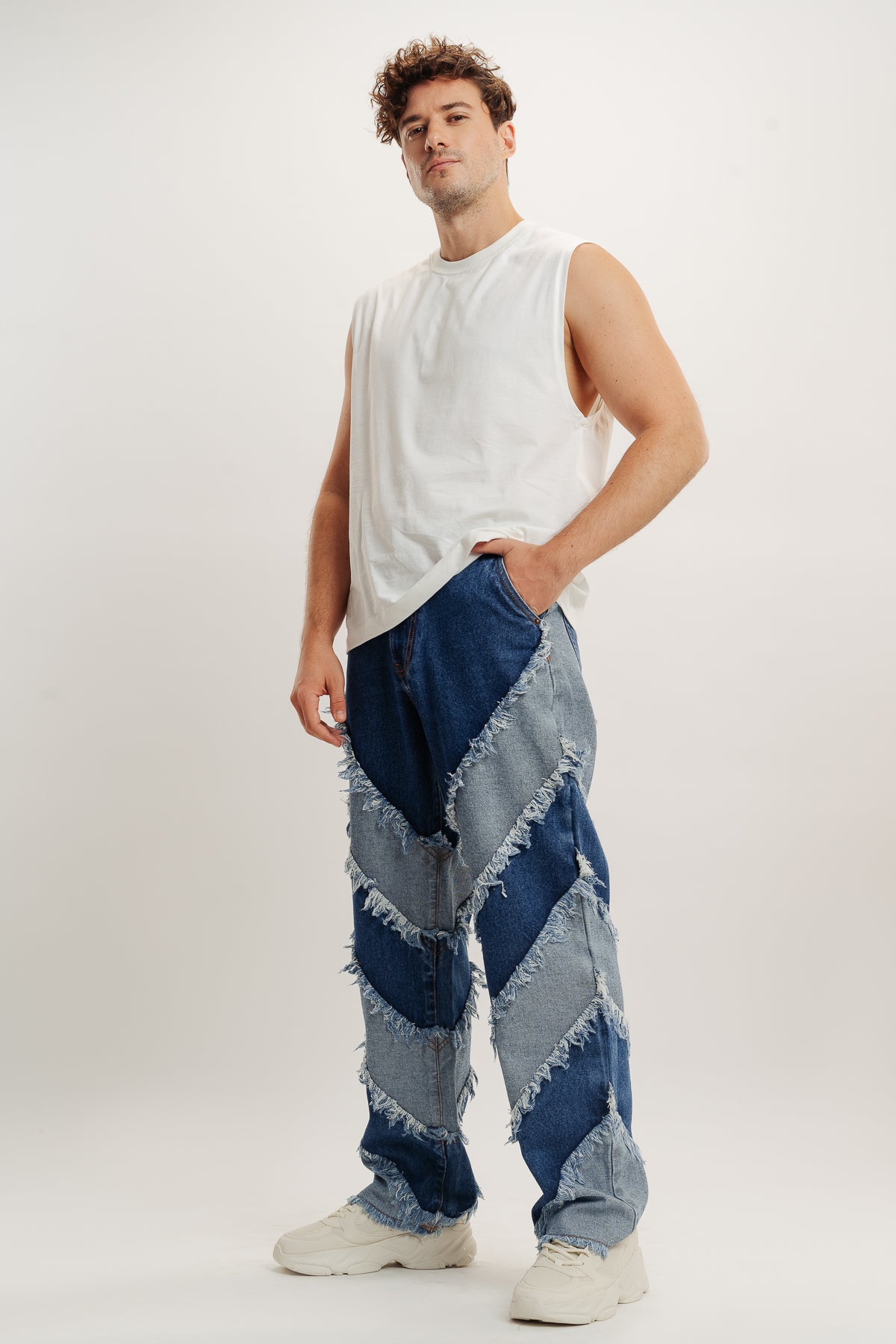 Men's Peeled Blue Straight Jeans