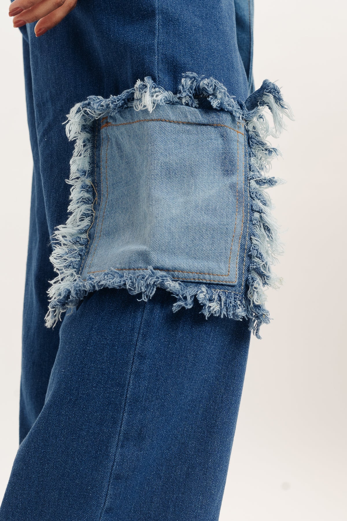 Frayed Patch Straight Fit Jeans