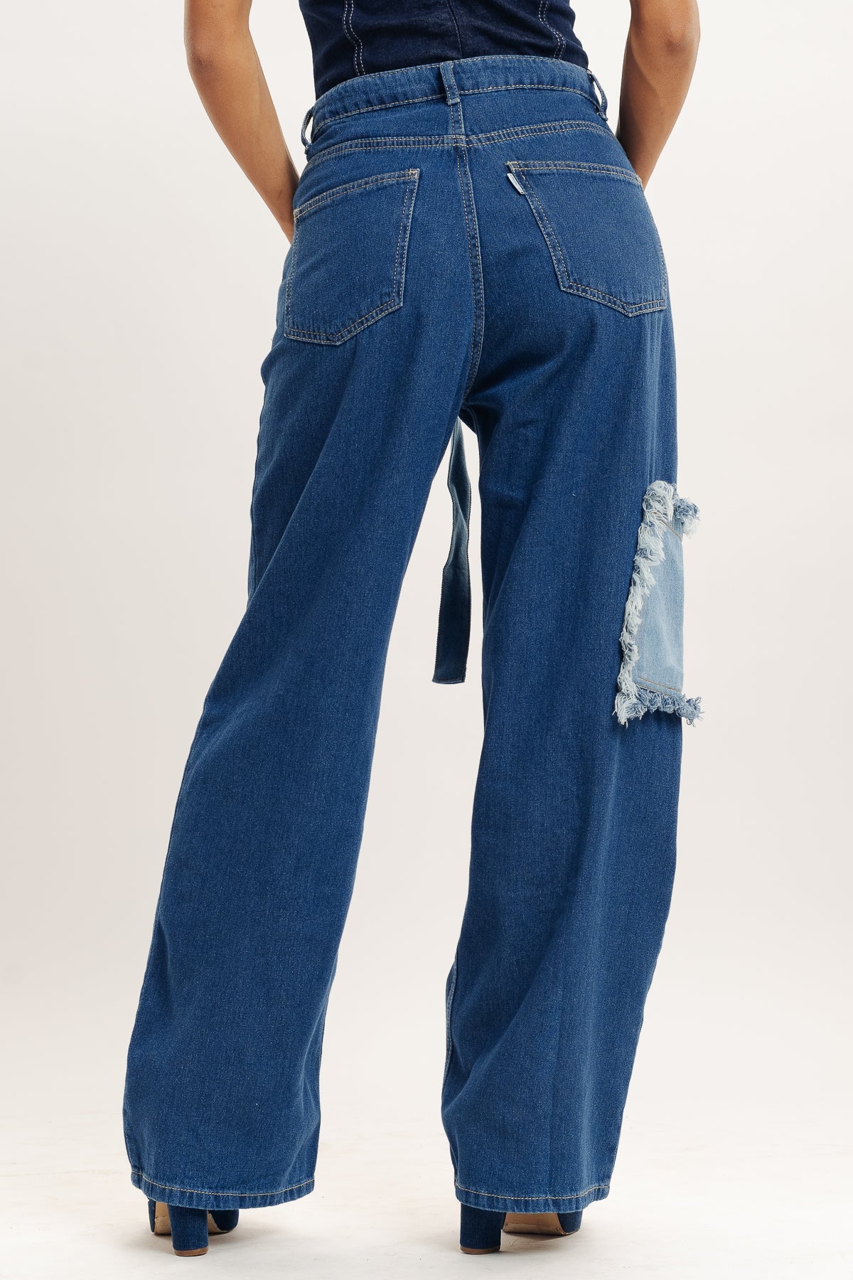 Frayed Patch Straight Fit Jeans