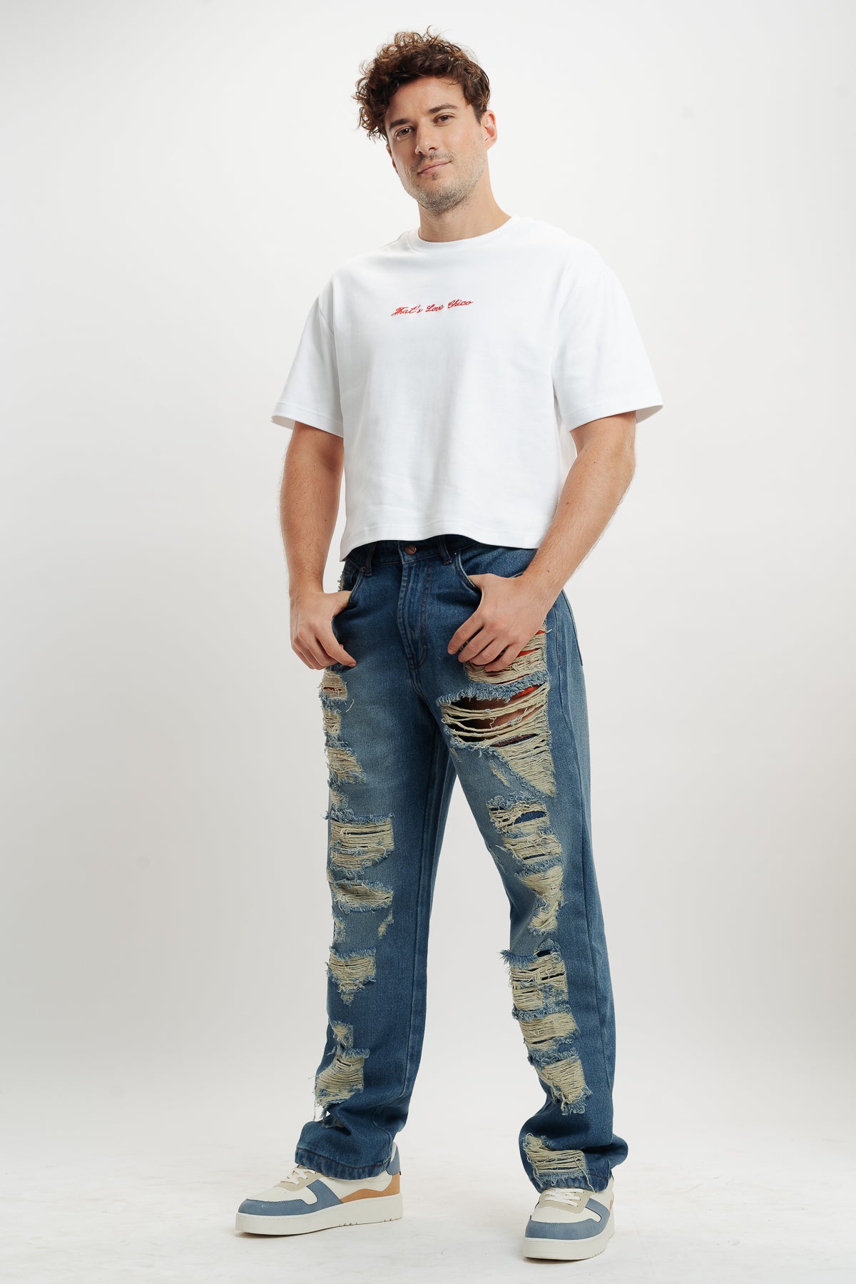 MEN'S MID BLUE STRAIGHT JEANS