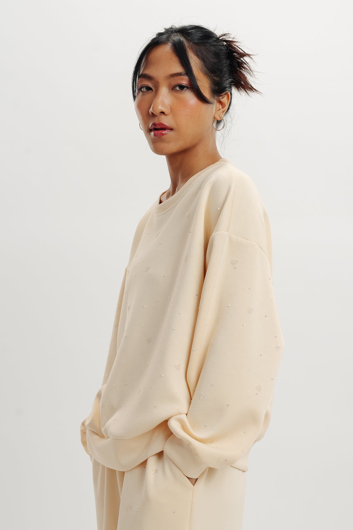 Heart Beige Sweatshirt