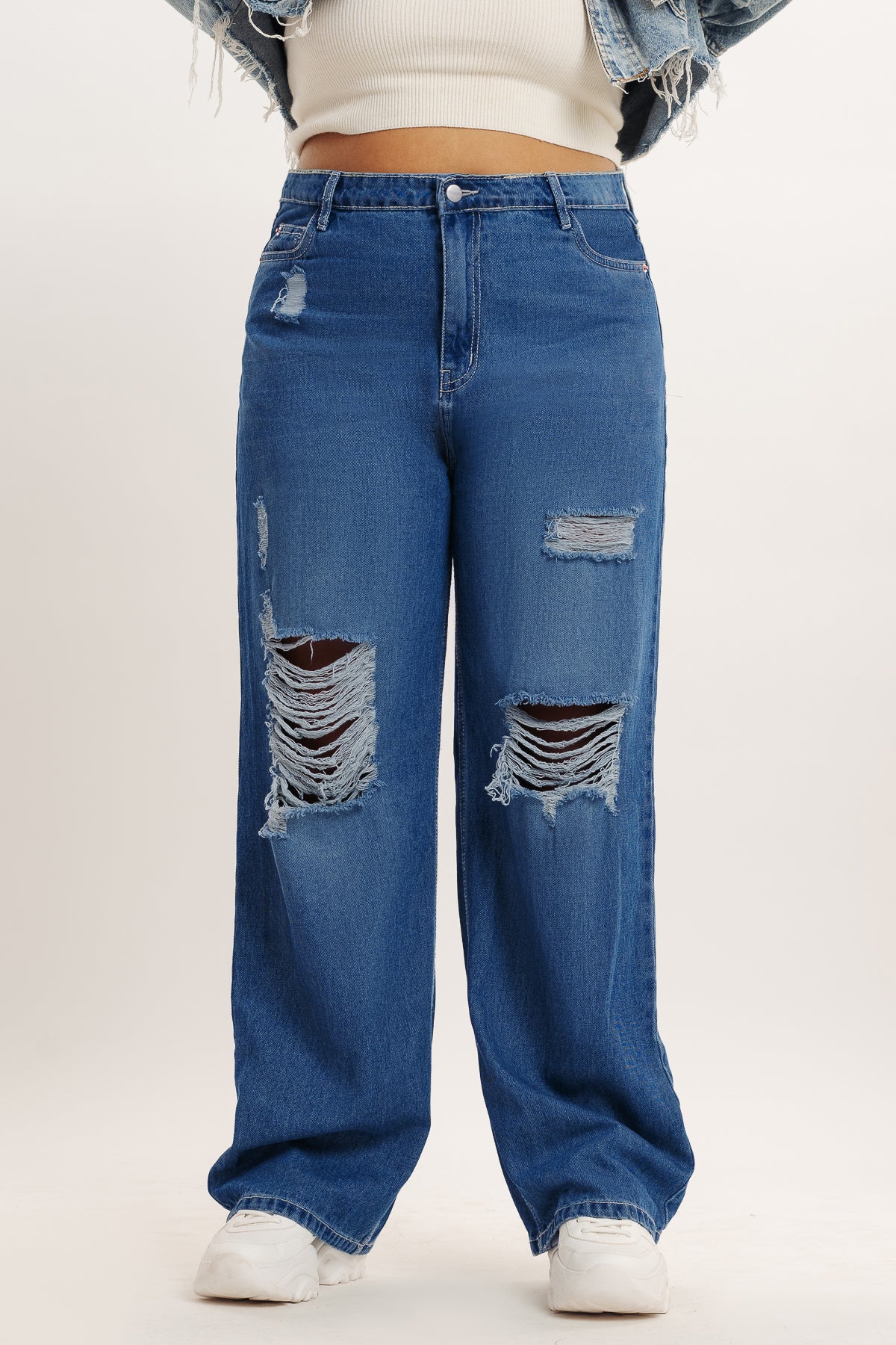 Curve Modish Blue Straight Jeans