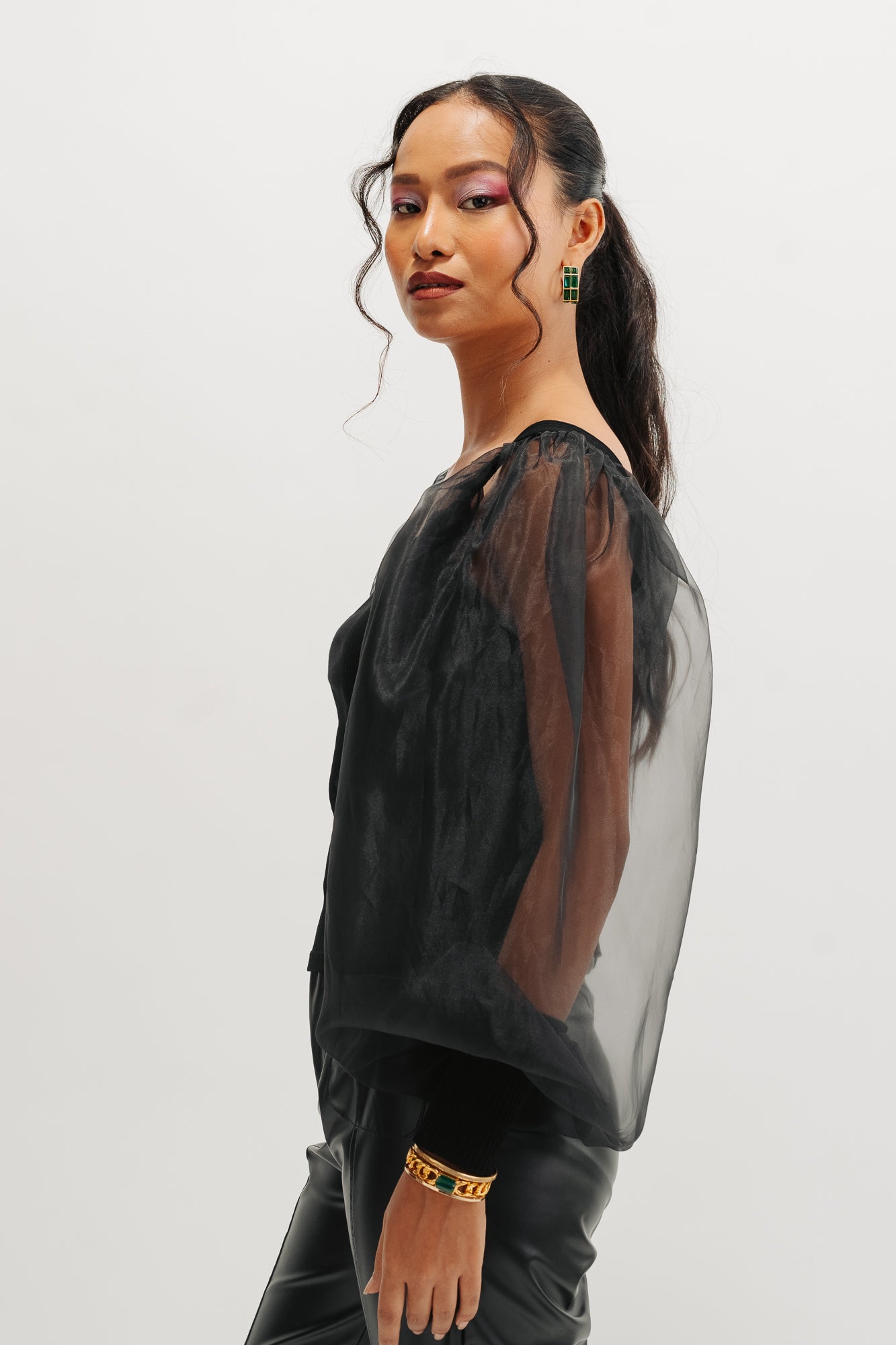 Black Puff Sleeve Top