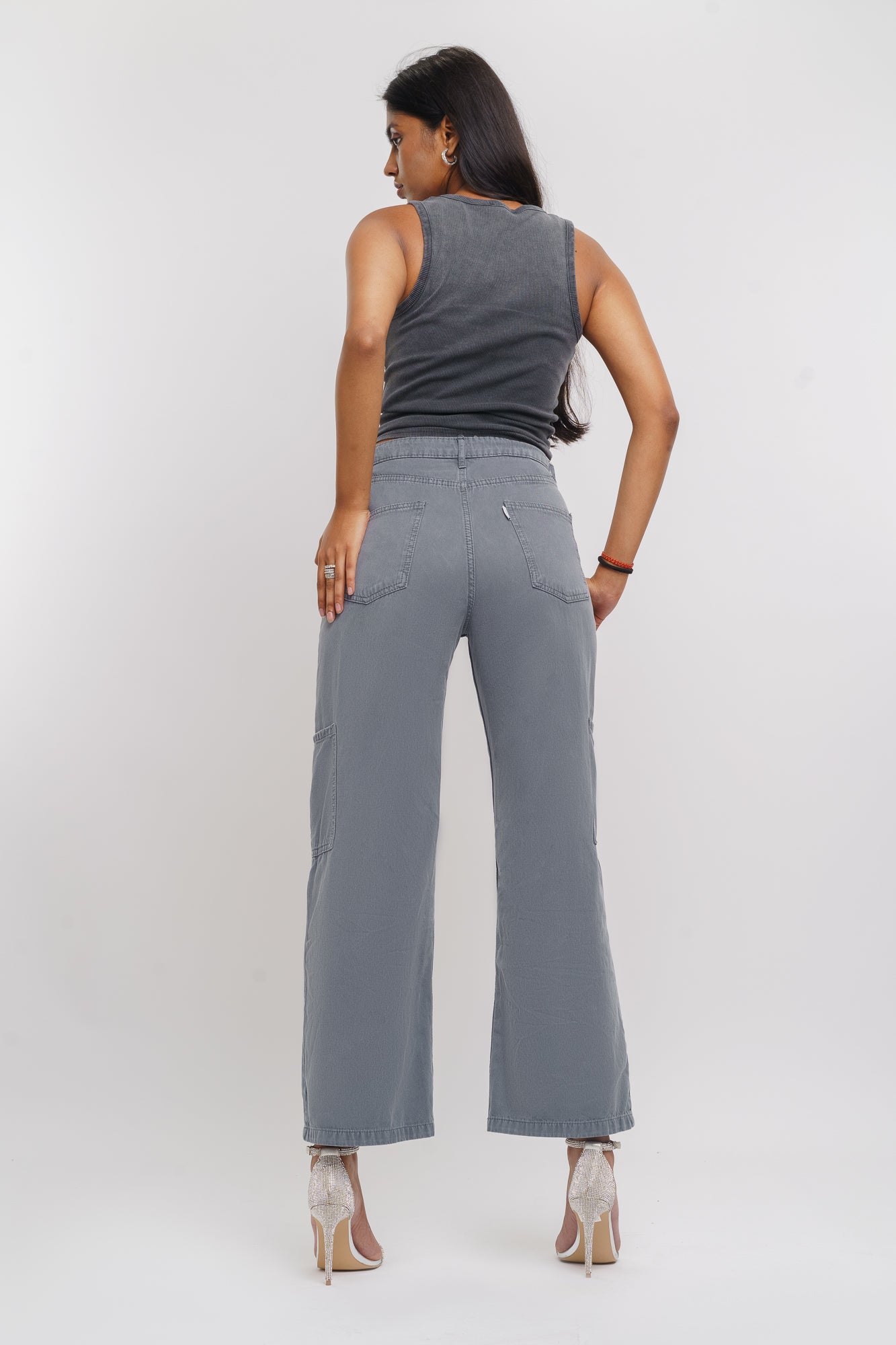 Coin Grey Women's Straight Cargo Jeans