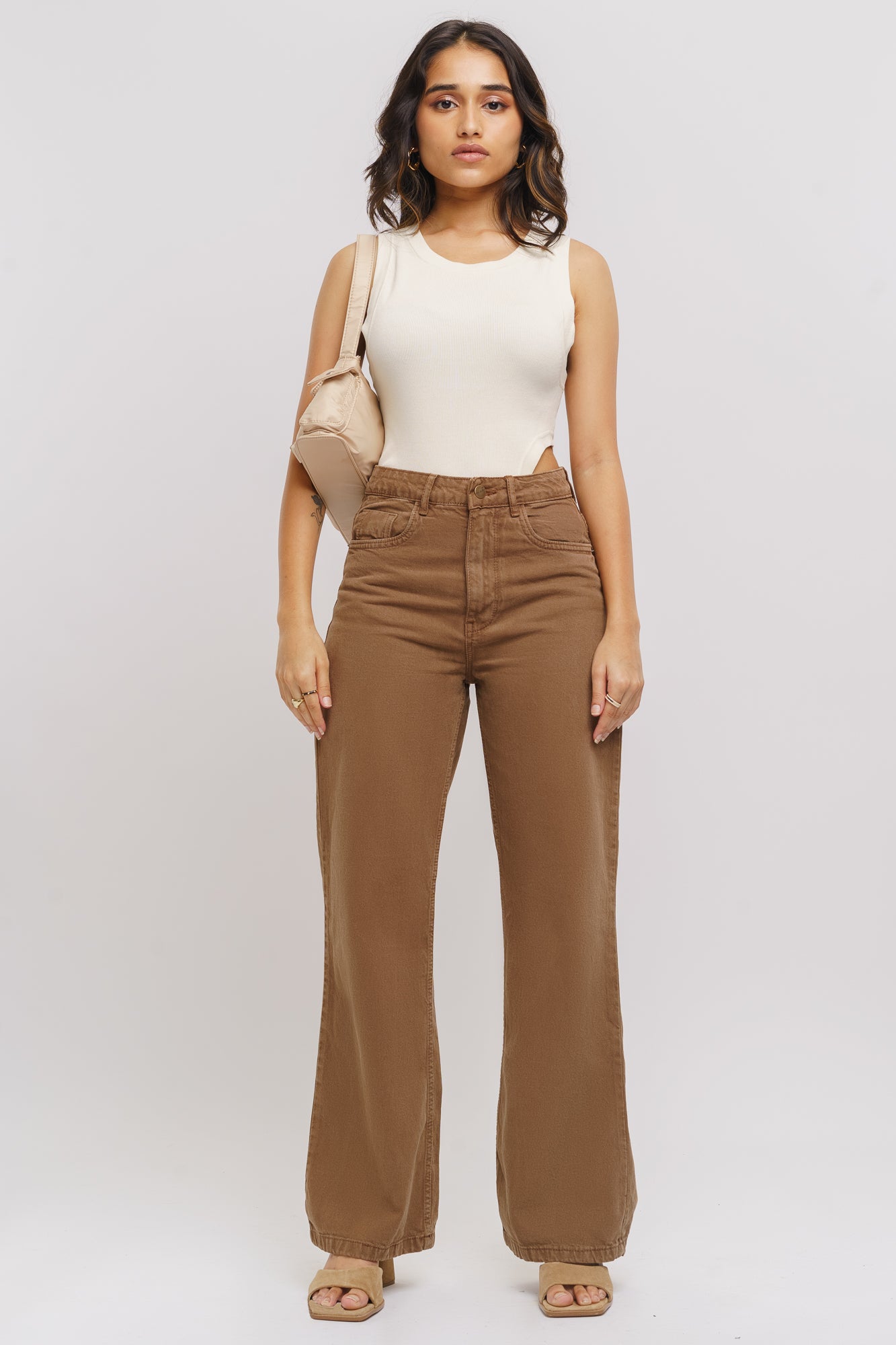 Brown Women's Wide Jeans - Main Image