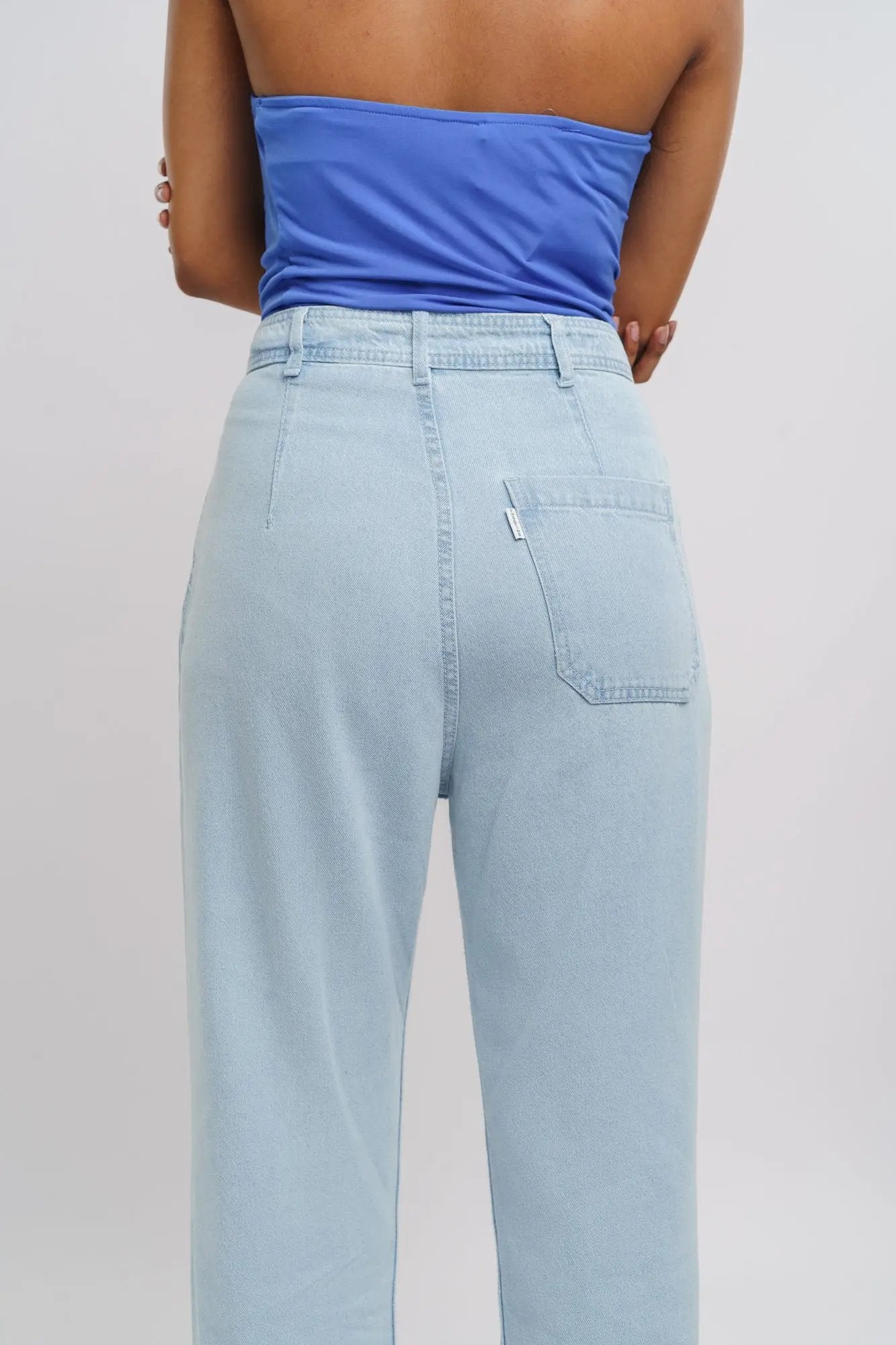 Ice Blue Distressed Women's Straight Jeans